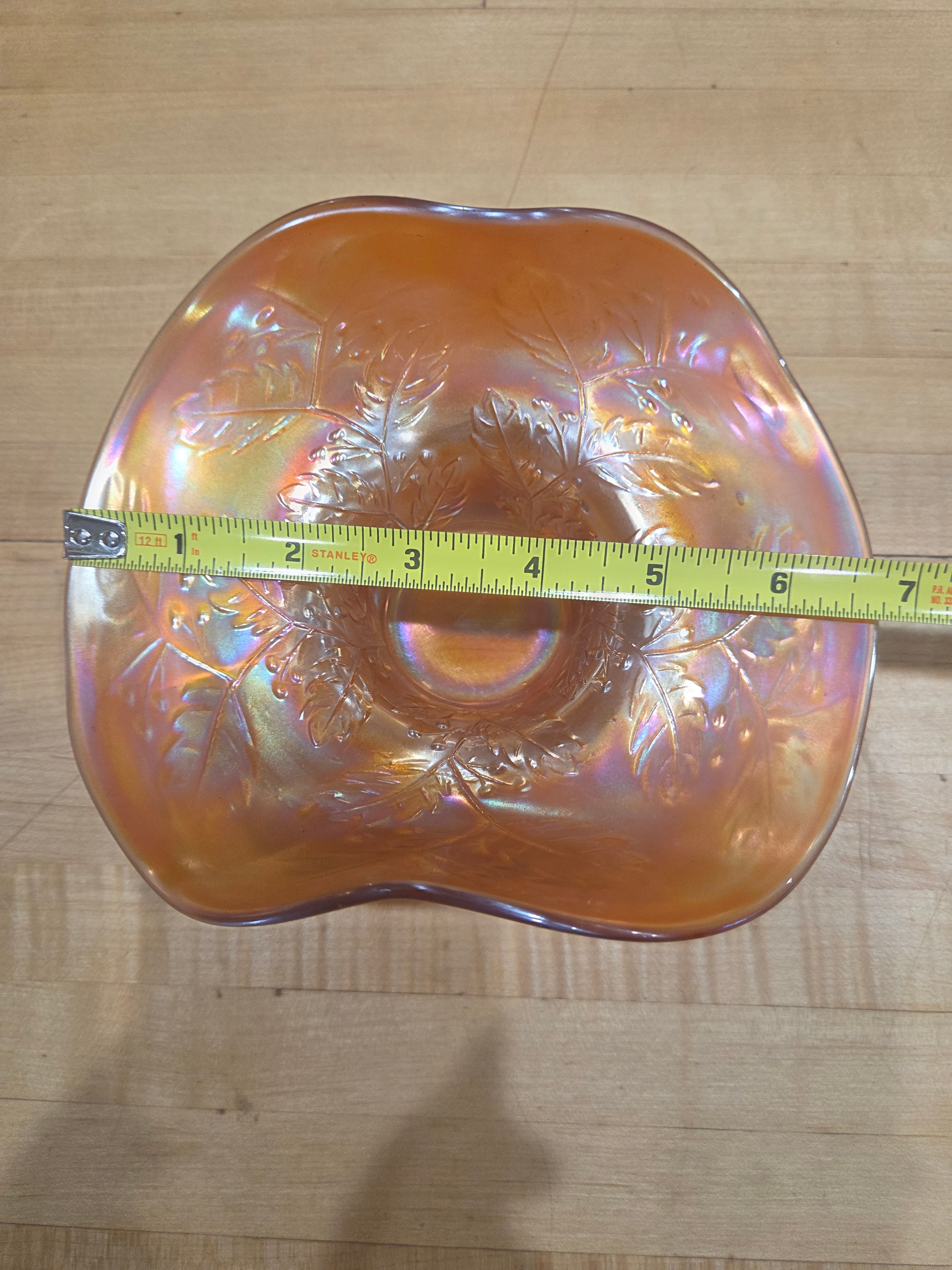 Antique Fenton Marigold Carnival Glass Holly Three-in-One Edge Bowl - Thumbnail 4