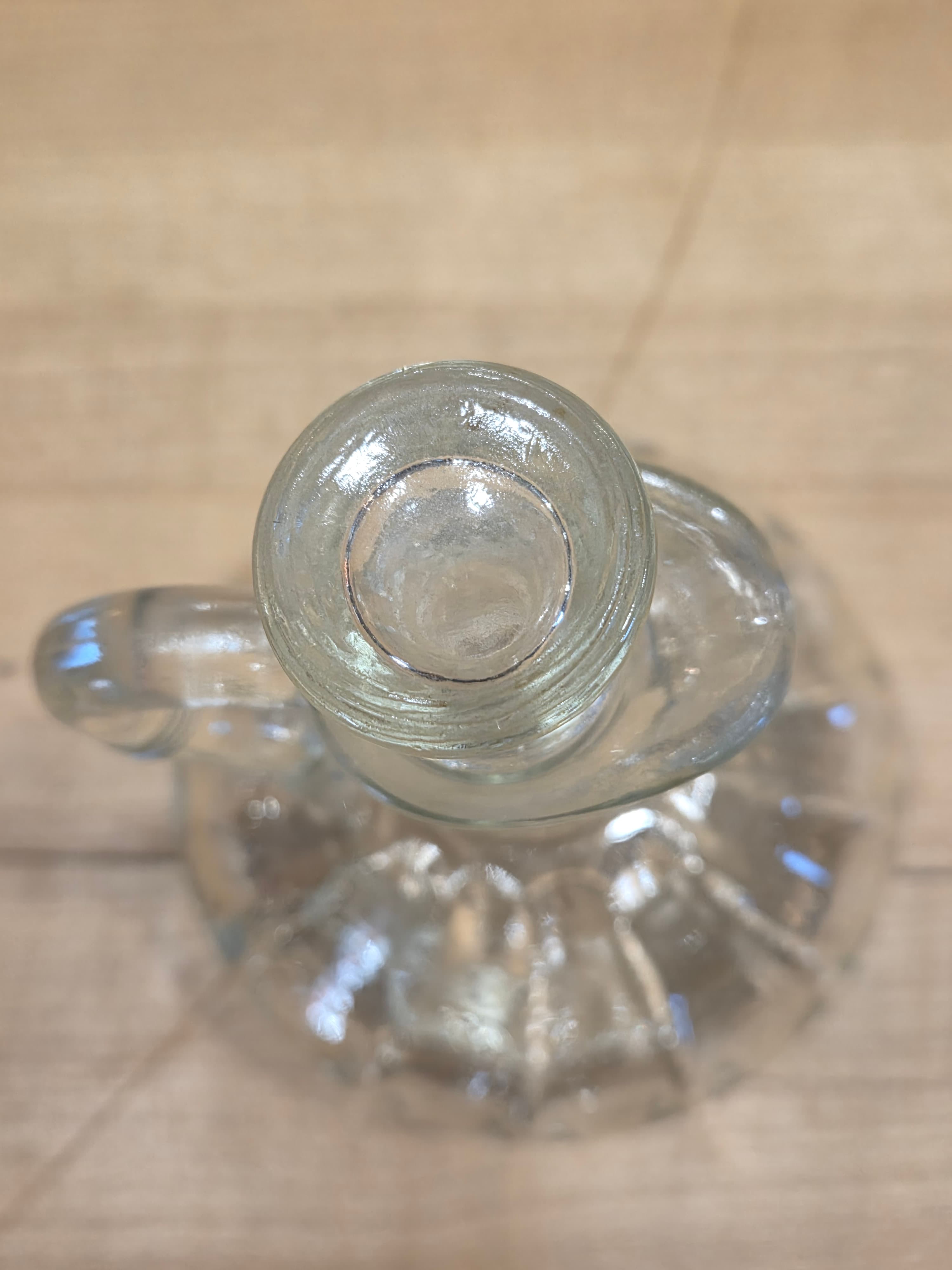 Vintage Anchor Hocking Clear Glass Melon Ribbed Cruet with Stopper - Thumbnail 2
