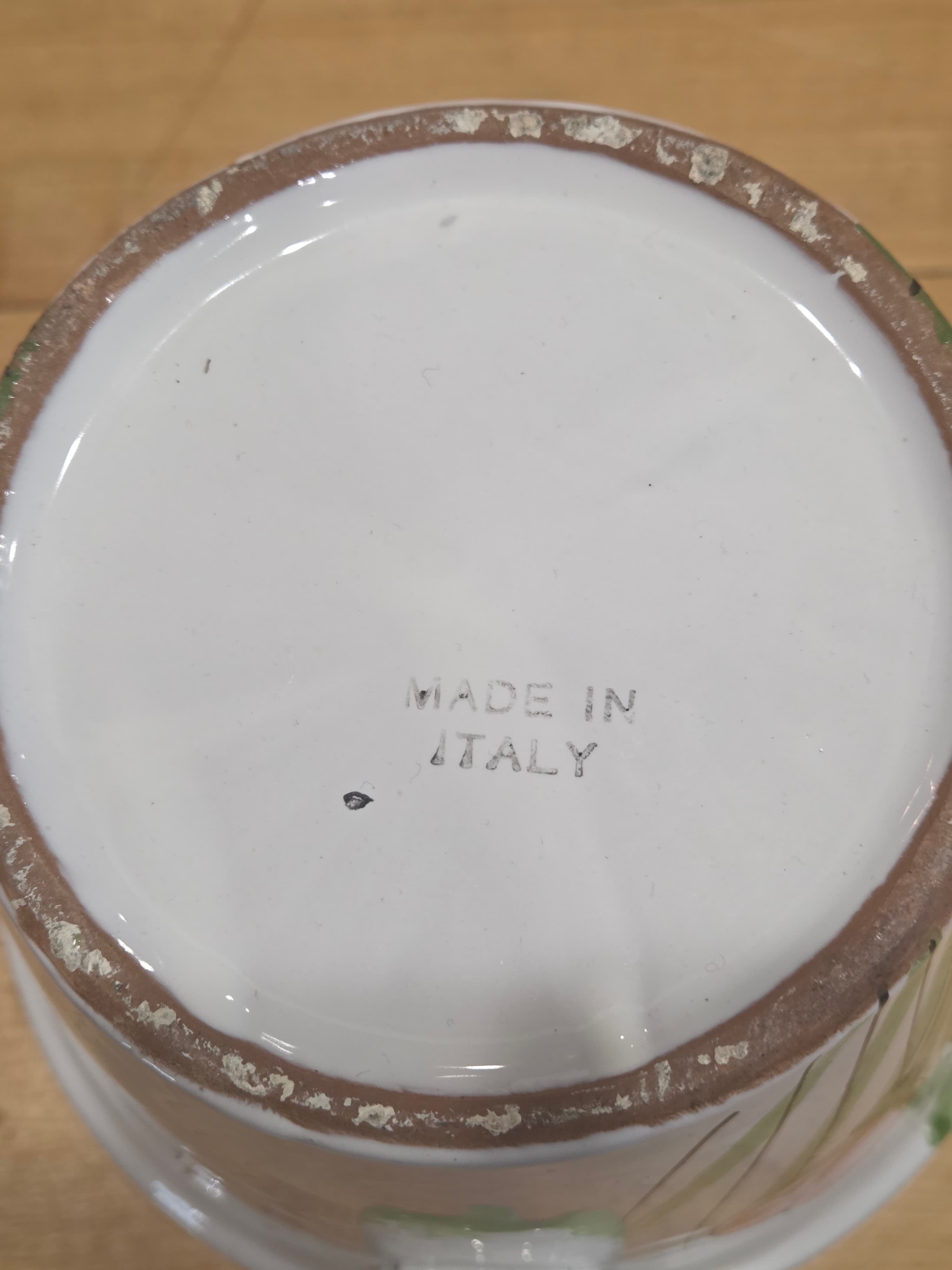 Italian Ceramic Flower Pot Planter Hand-Painted Floral Design - Thumbnail 8