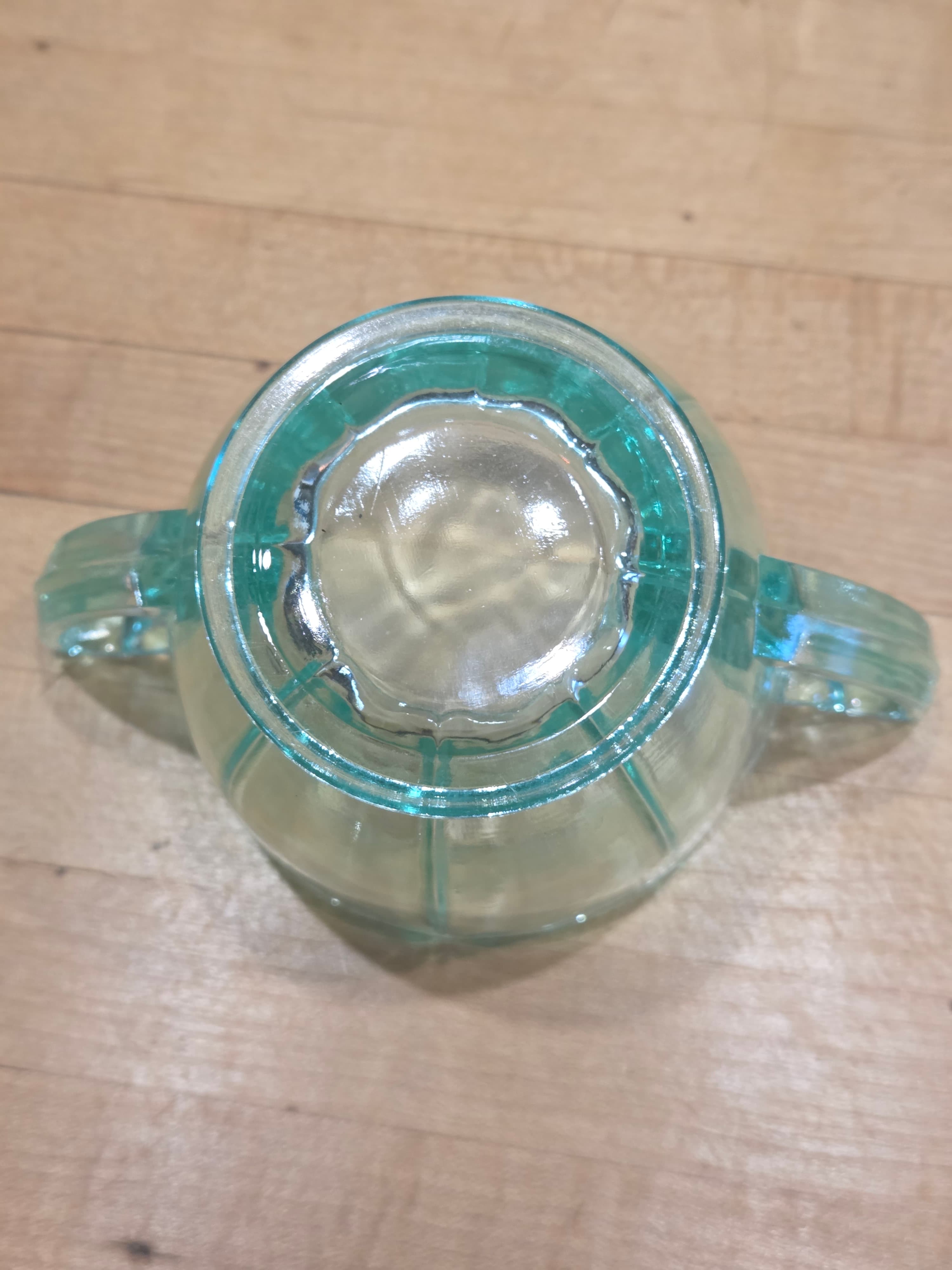 Vintage Jeannette Ultramarine Swirl Uranium Glass 6 Piece Cup and Sugar Set - Thumbnail 7
