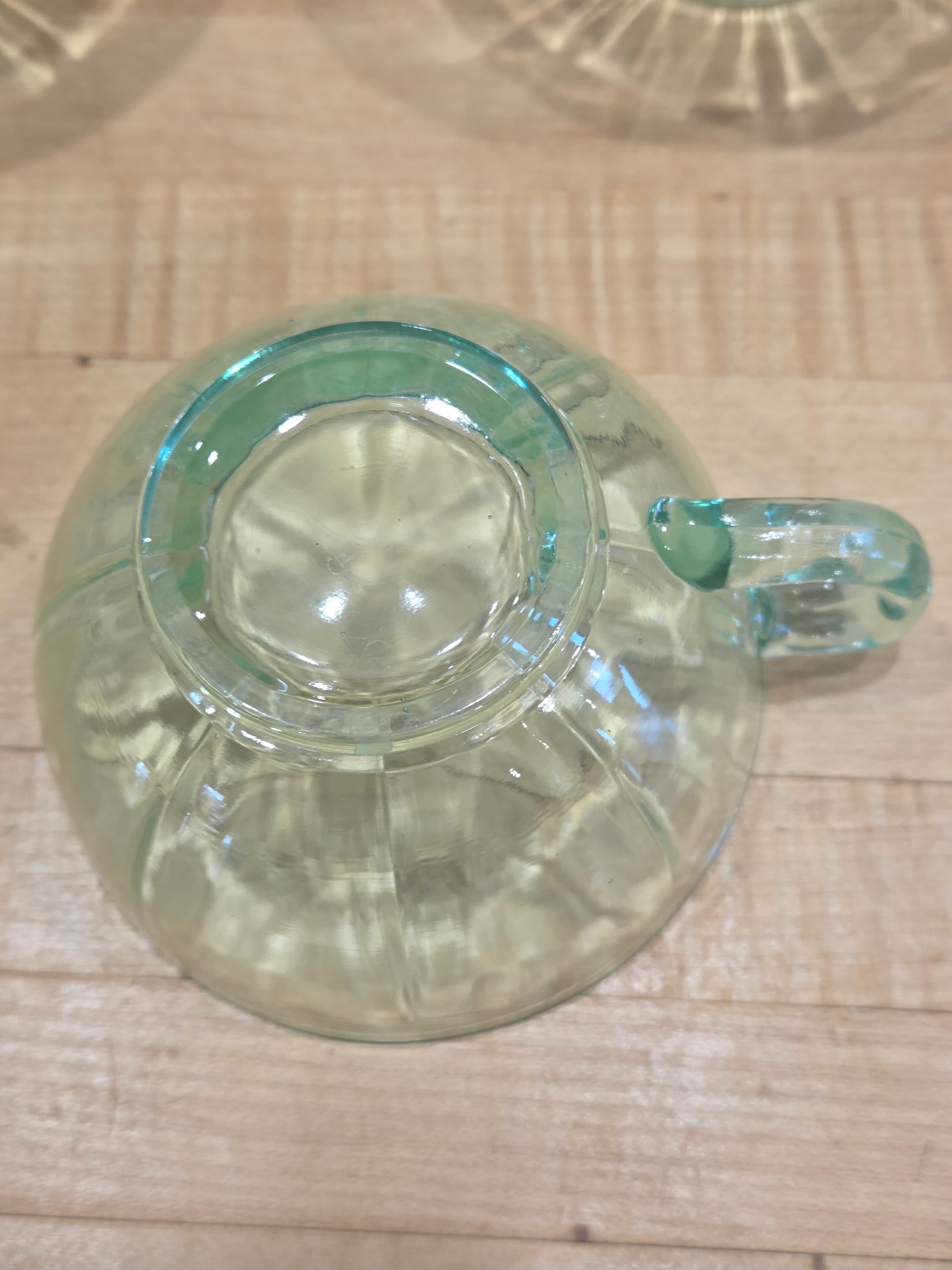 Vintage Jeannette Ultramarine Swirl Uranium Glass 6 Piece Cup and Sugar Set - Thumbnail 6