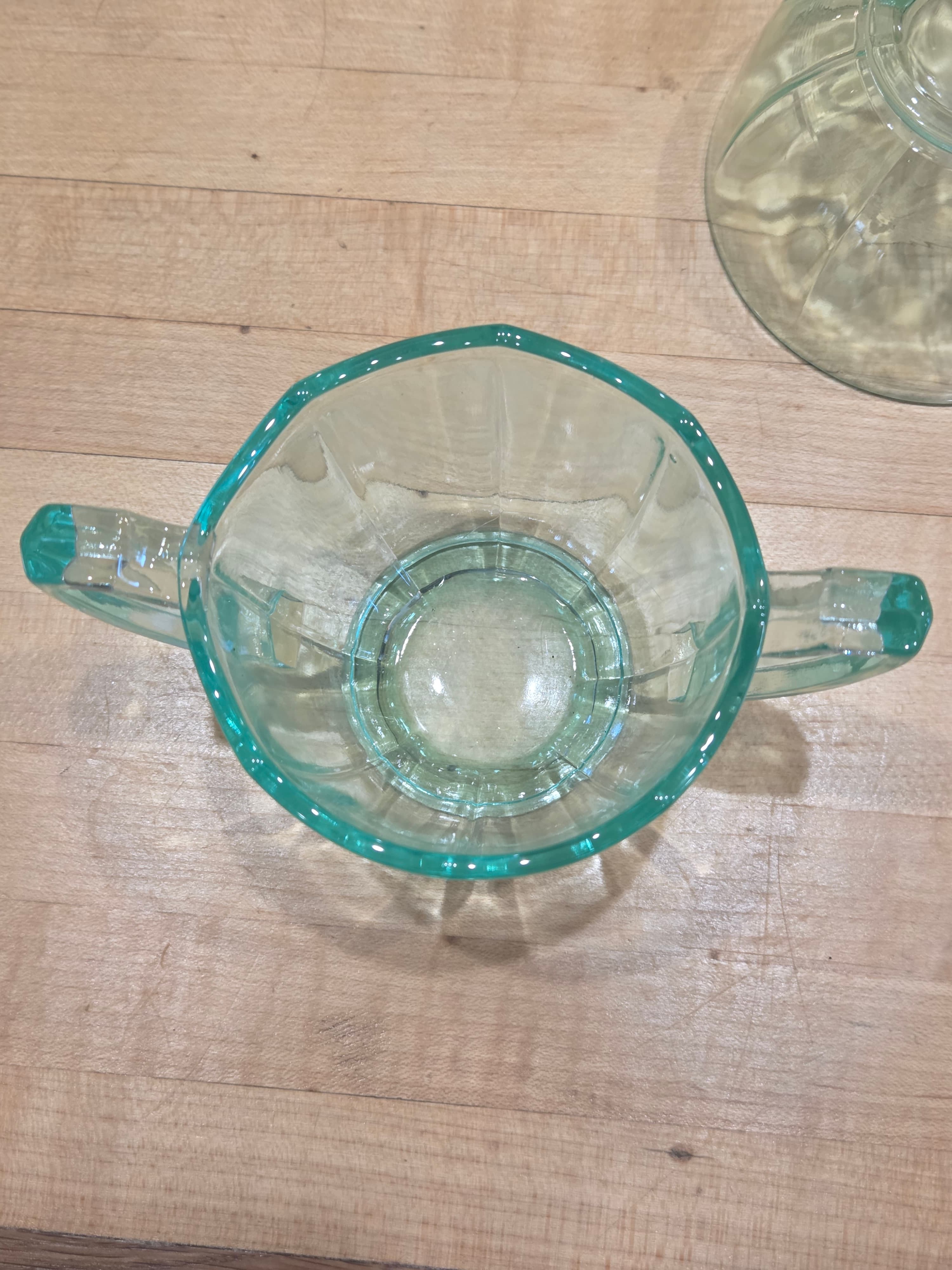 Vintage Jeannette Ultramarine Swirl Uranium Glass 6 Piece Cup and Sugar Set - Thumbnail 8