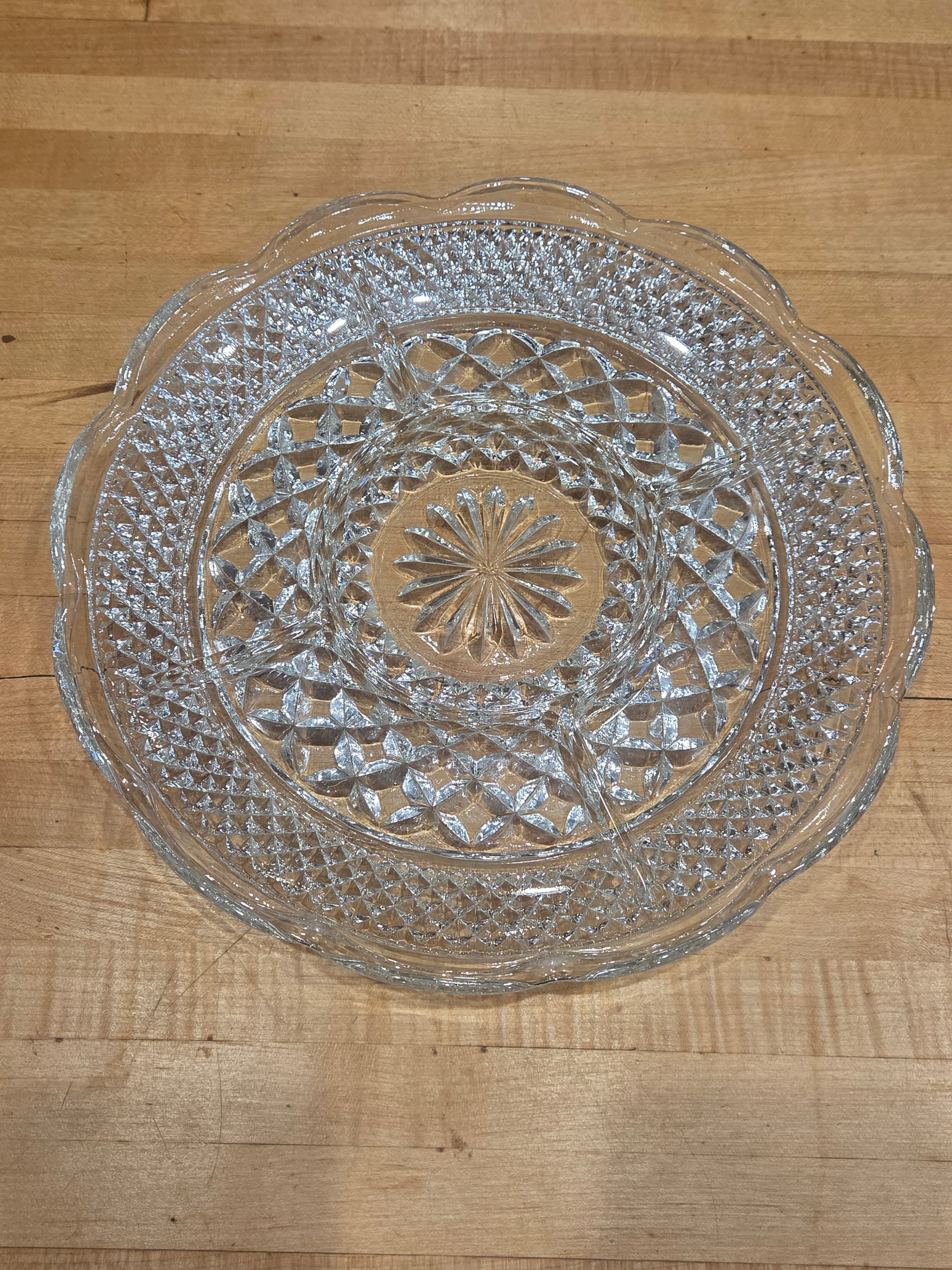 Vintage Anchor Hocking Wexford Clear Glass 5 Part Divided Relish Tray - Thumbnail 3