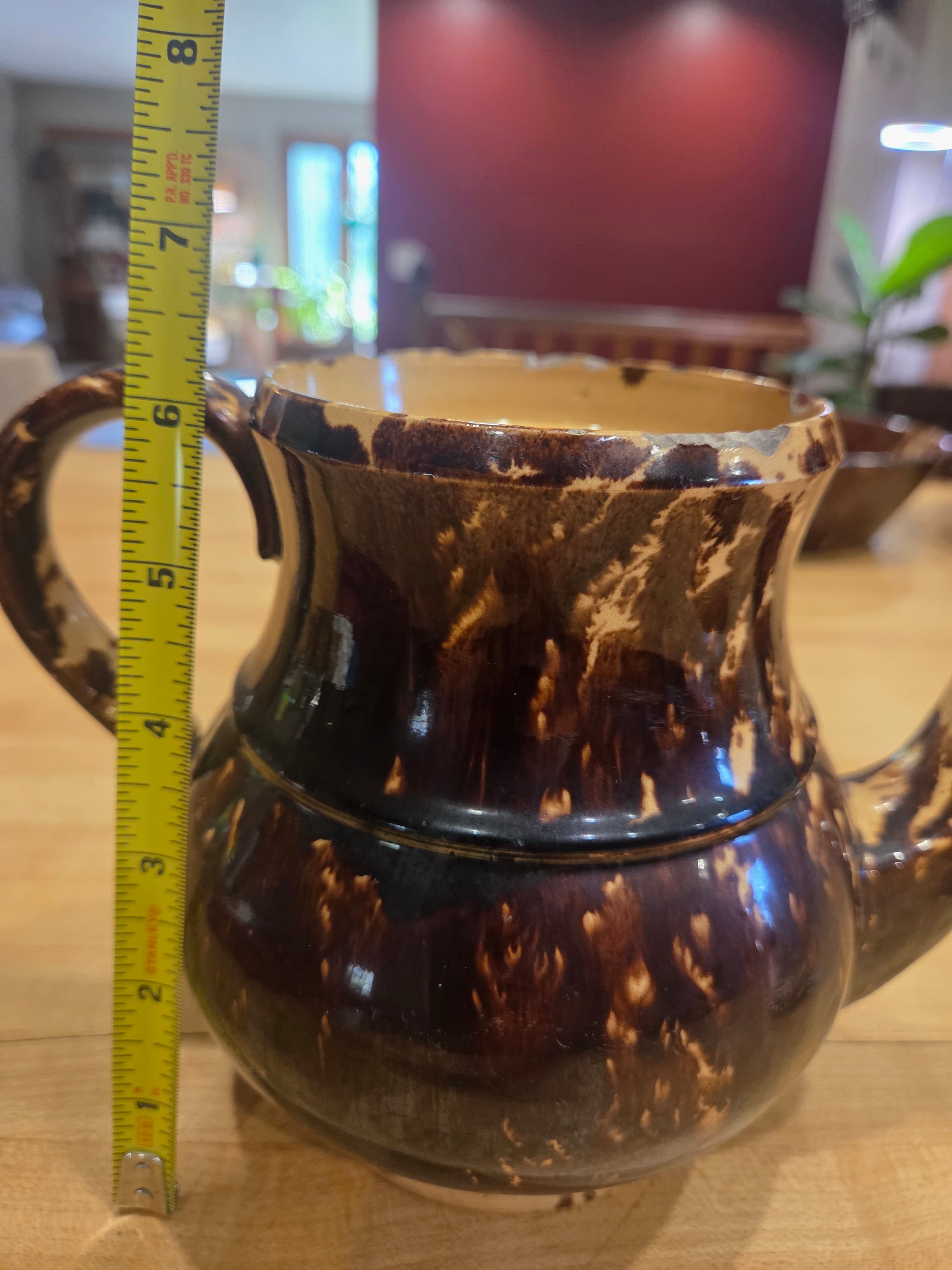 Antique Rockingham Glaze Yellow Ware Teapot 19th Century As Is - Thumbnail 8