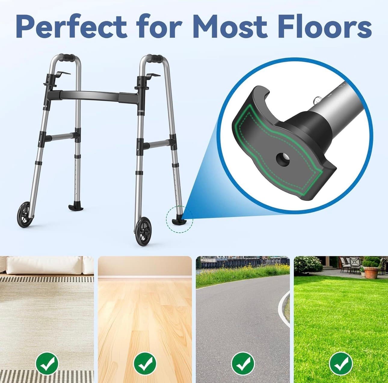 Loyod Compact Folding Walker with Wheels - Thumbnail 3
