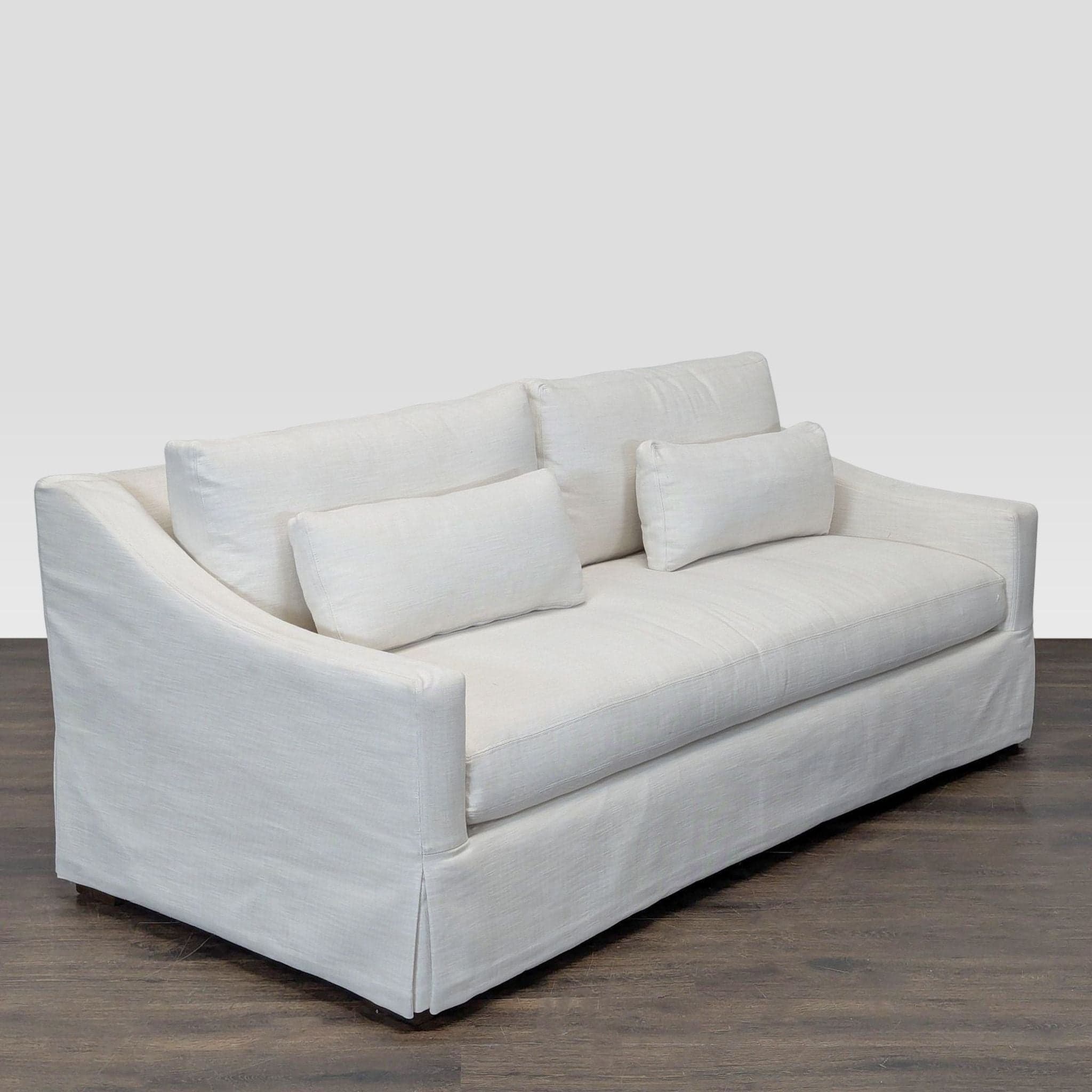 Restoration Hardware Belgian White Slipcovered Fabric Loveseat with Cushions - Thumbnail 2