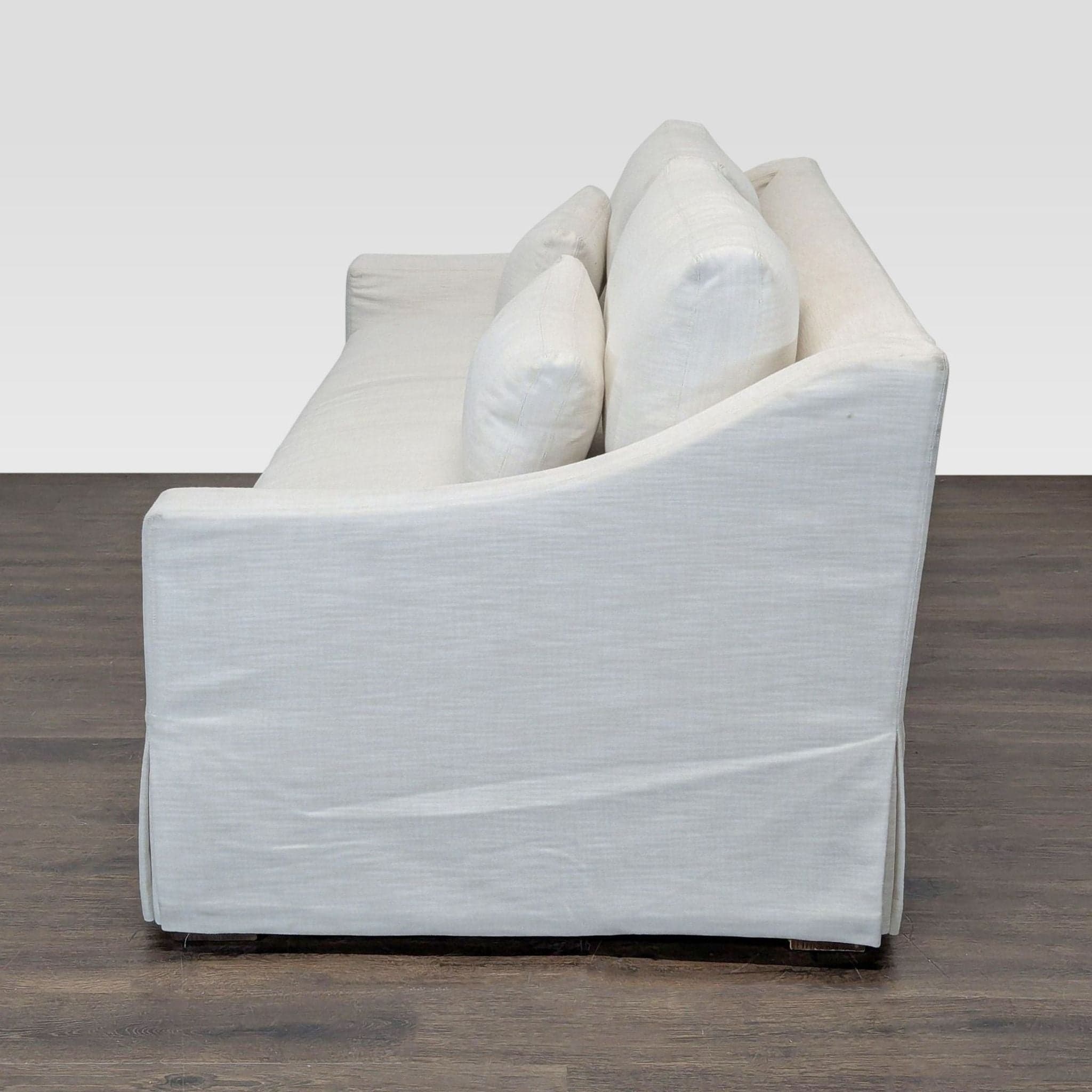 Restoration Hardware Belgian White Slipcovered Fabric Loveseat with Cushions - Thumbnail 3