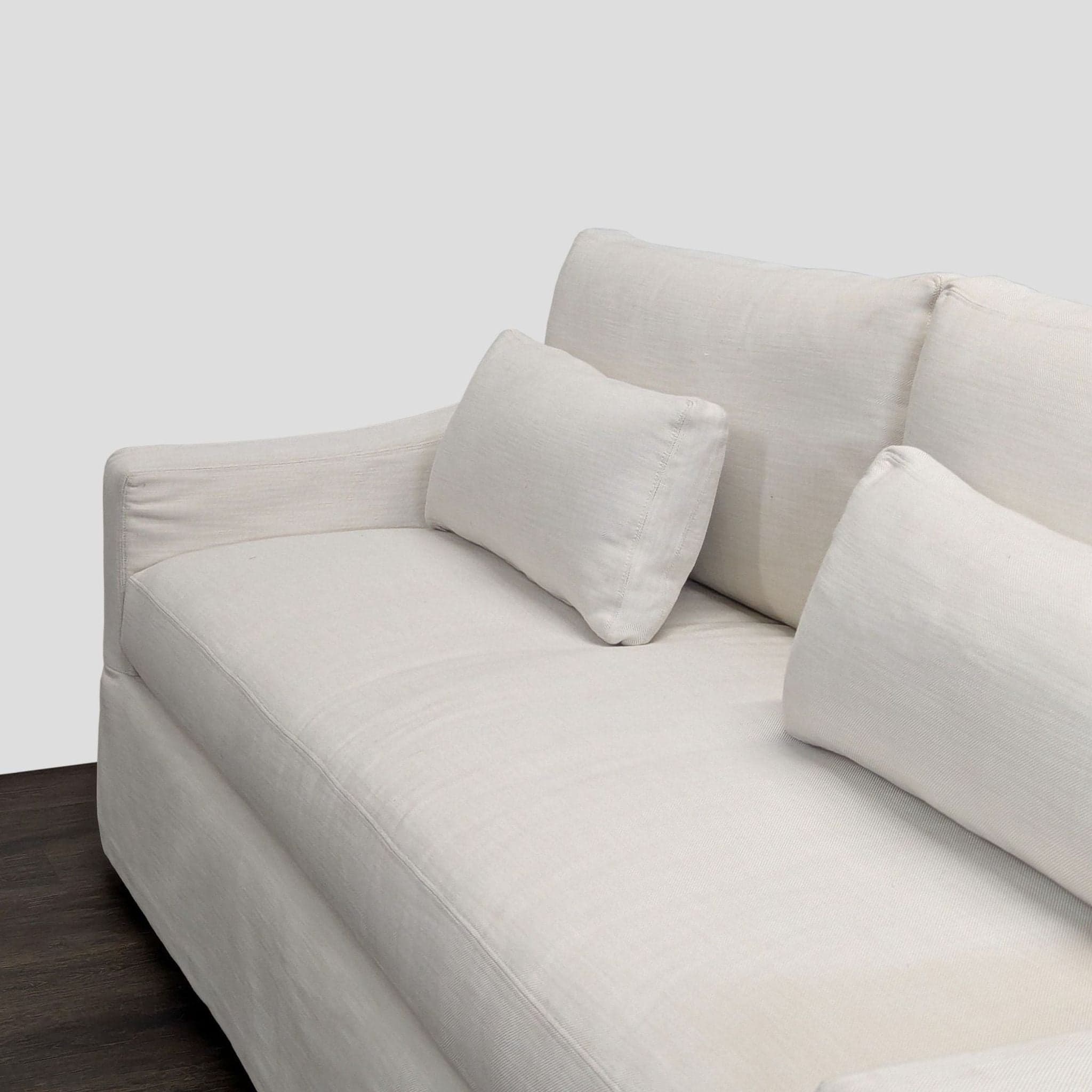 Restoration Hardware Belgian White Slipcovered Fabric Loveseat with Cushions - Thumbnail 4
