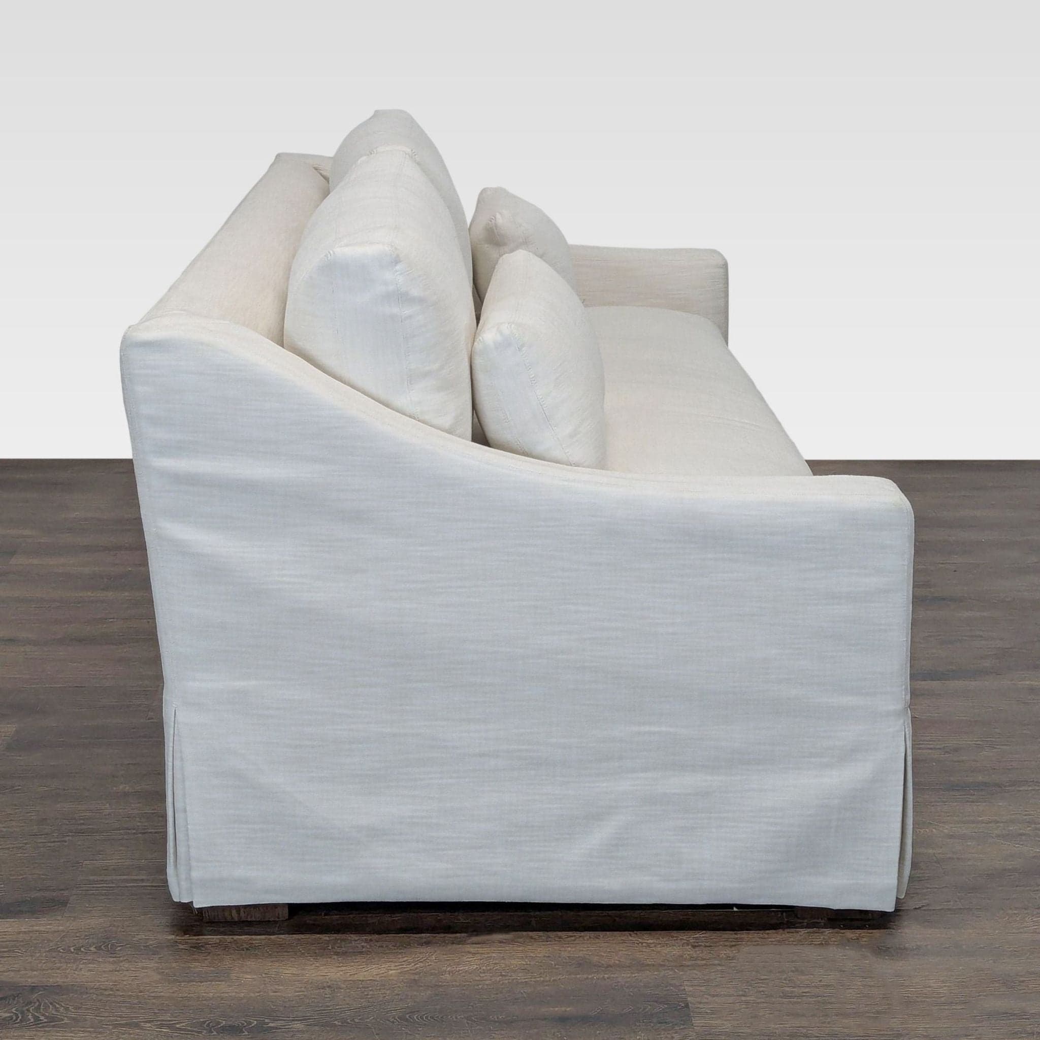 Restoration Hardware Belgian White Slipcovered Fabric Loveseat with Cushions - Thumbnail 9