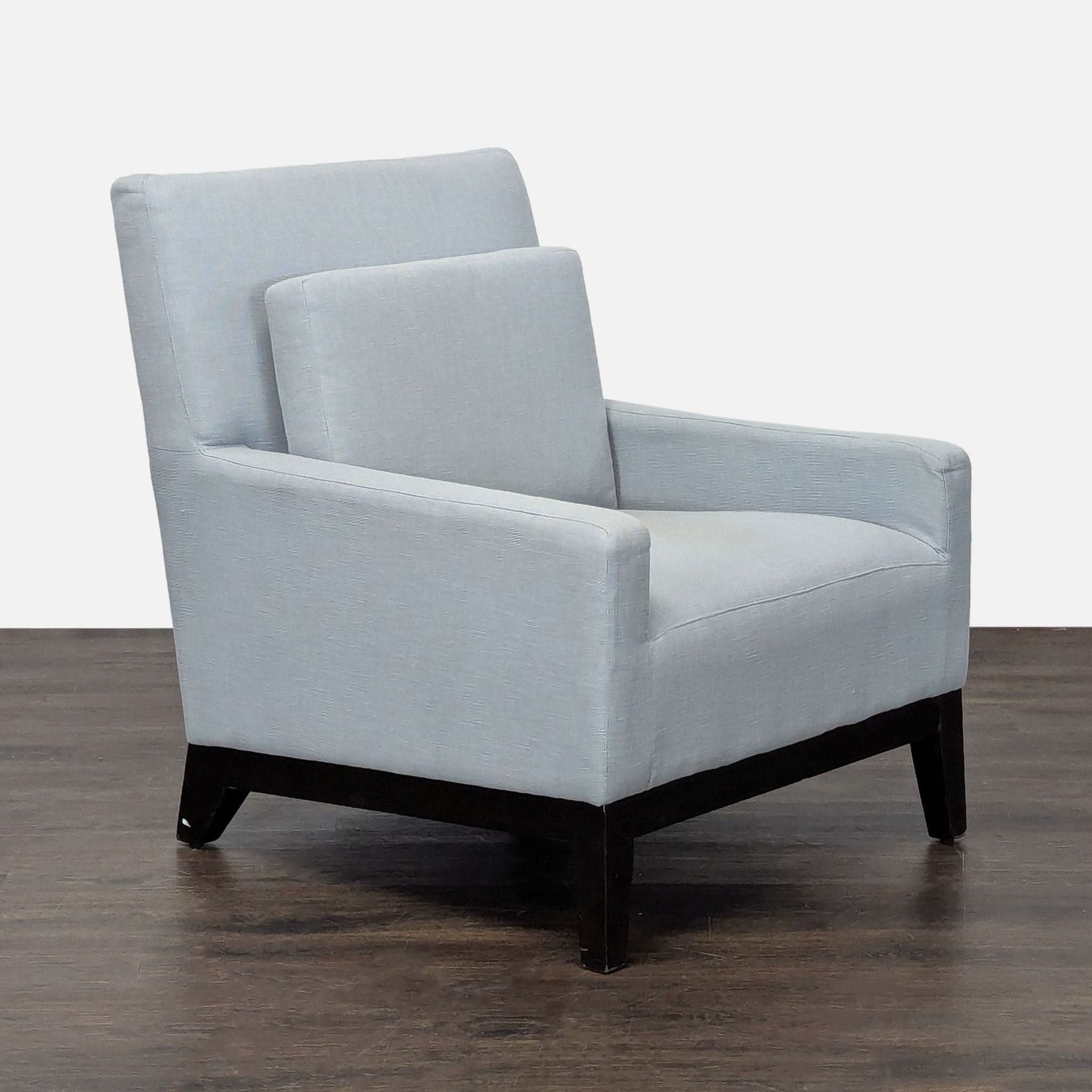 West Elm Modern Lounge Chair in Light Blue Fabric - Thumbnail 2