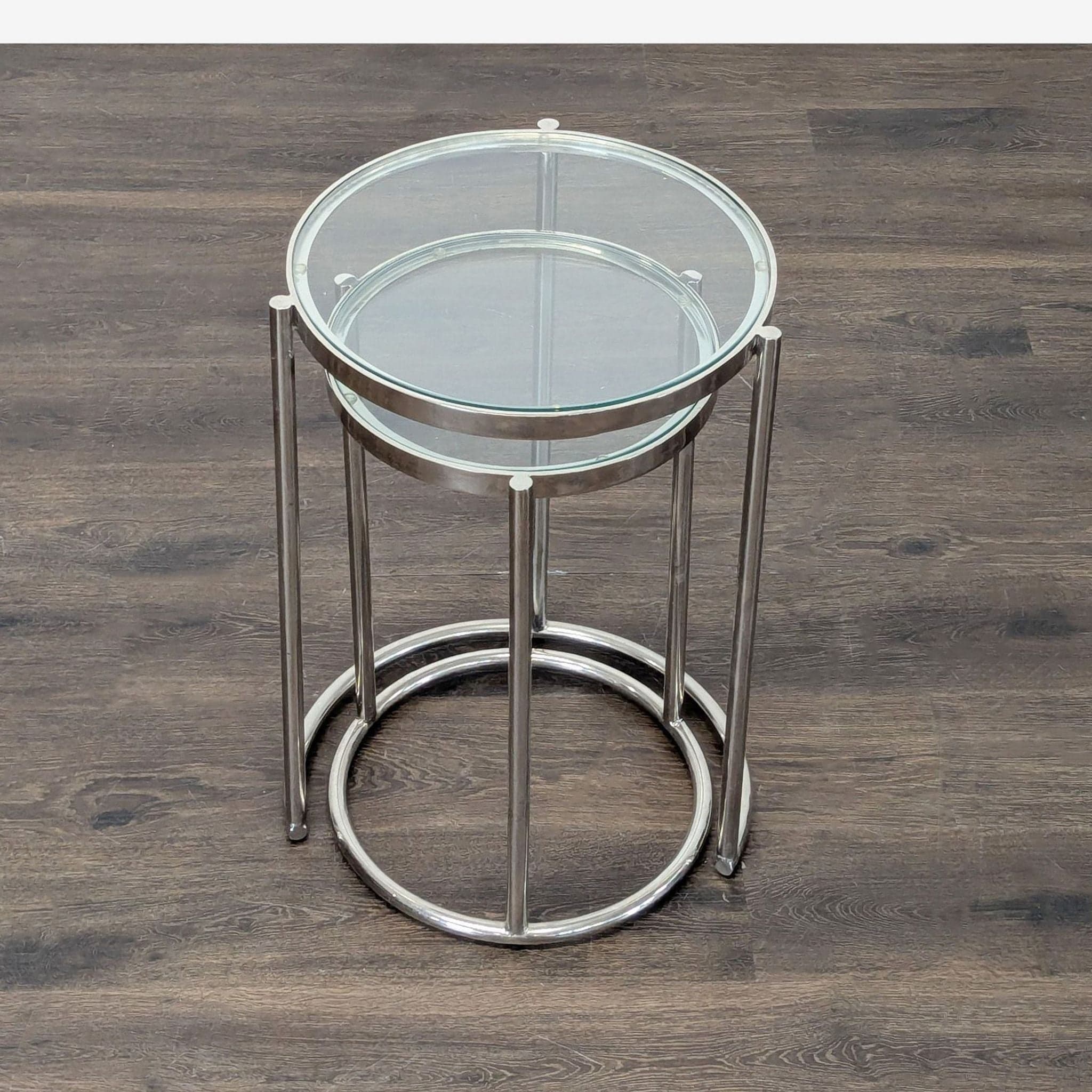 Pair of Chrome & Glass Nesting Tables - Thumbnail 6