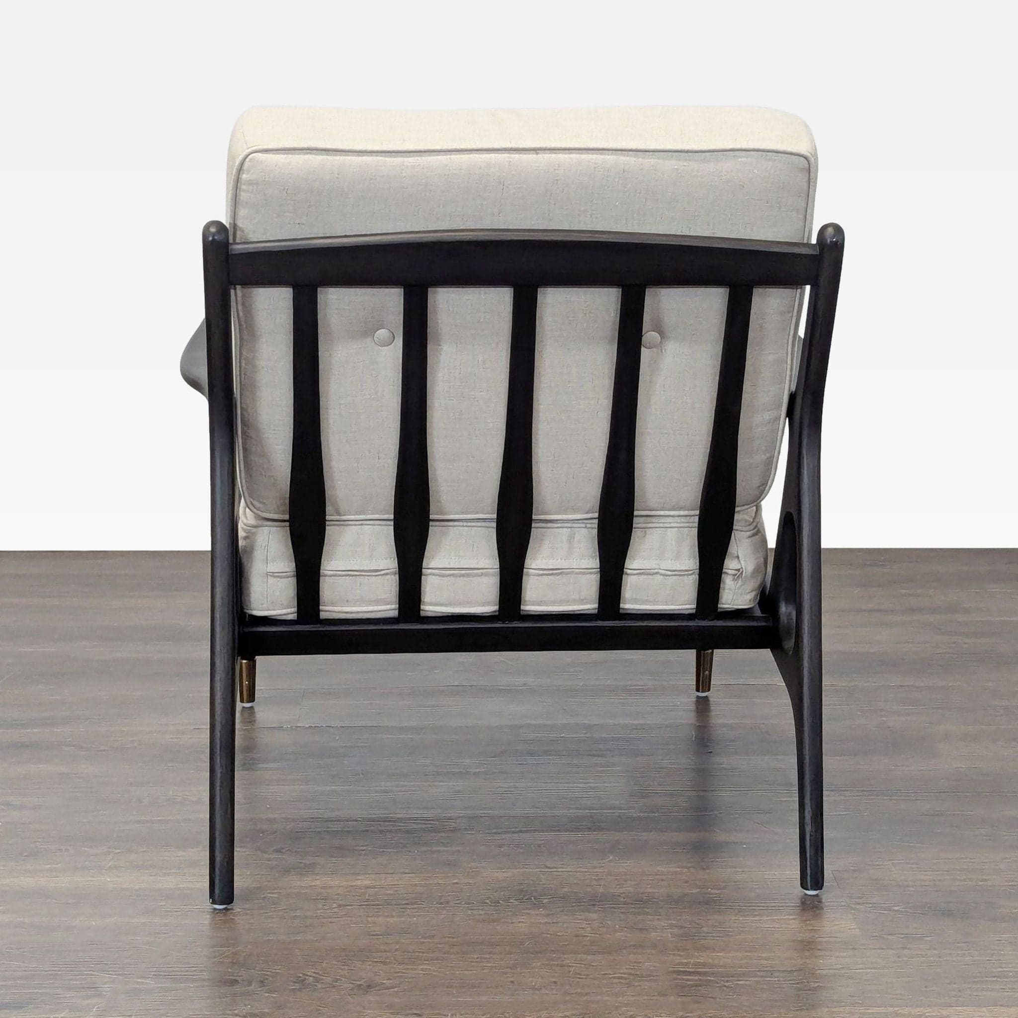 Anthropologie Mid-Century Modern Style Lounge Chair with Cream Cushions - Thumbnail 4