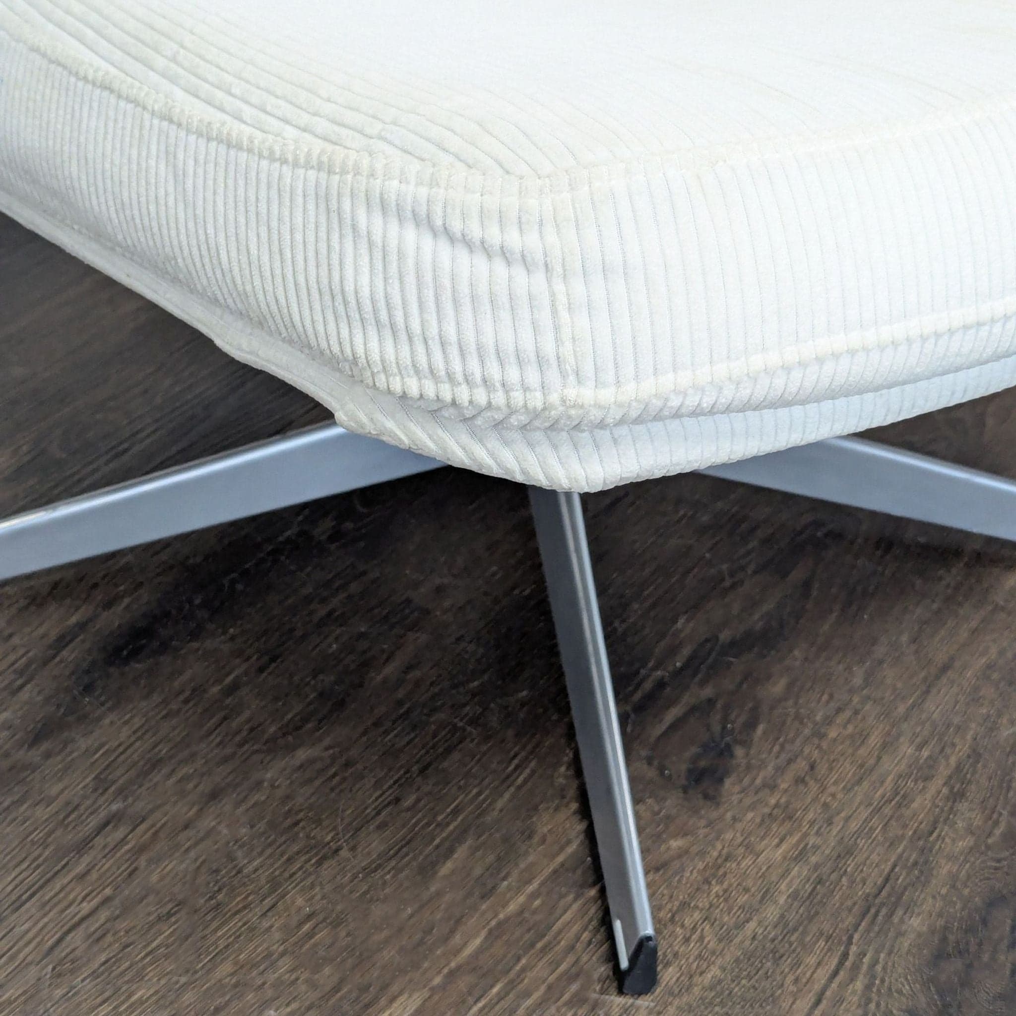Ikea Modern White Lounge Chair with Swivel Metal Base - Thumbnail 6