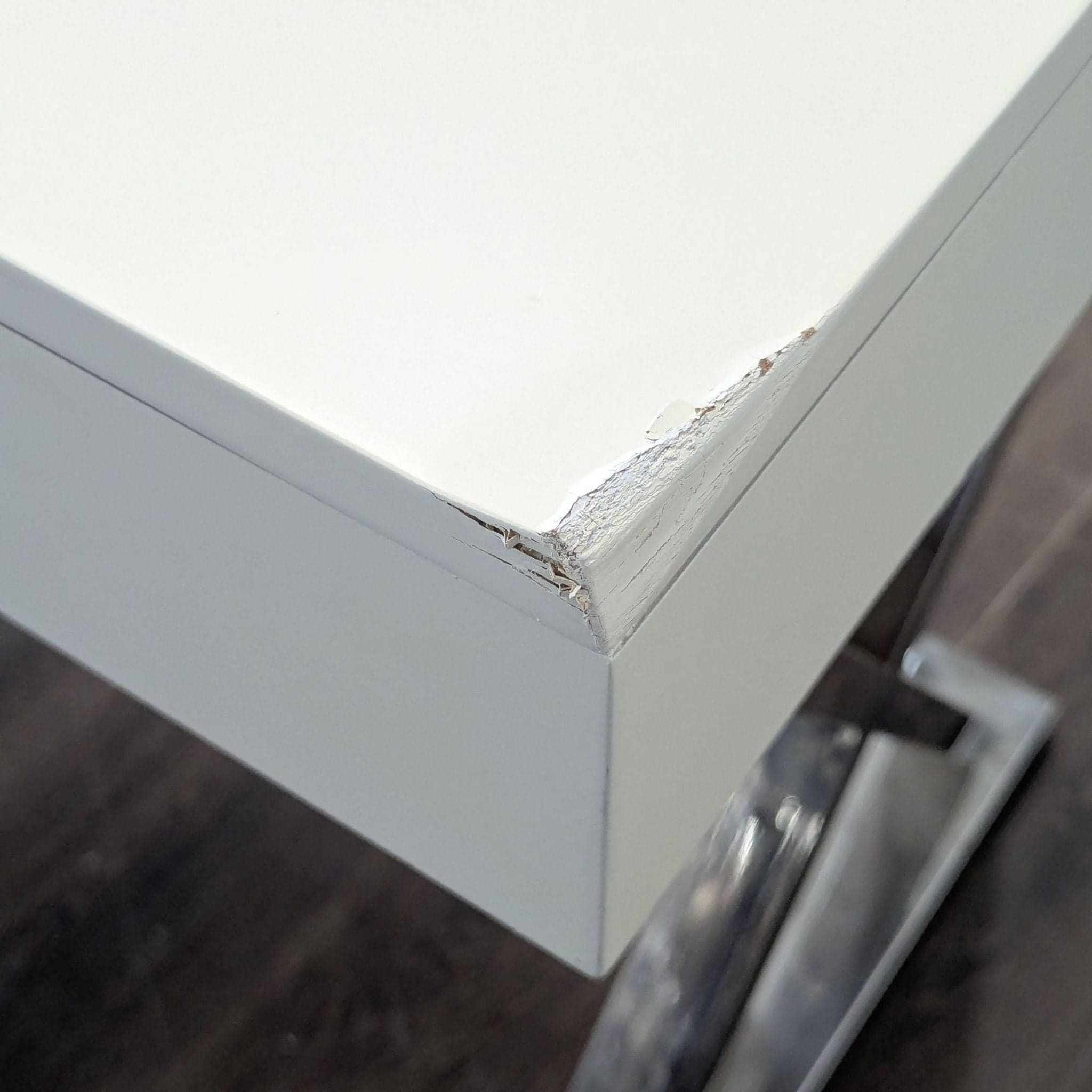 Pottery Barn Ava Modern White Desk with Chrome Legs and Three Drawers - Thumbnail 8
