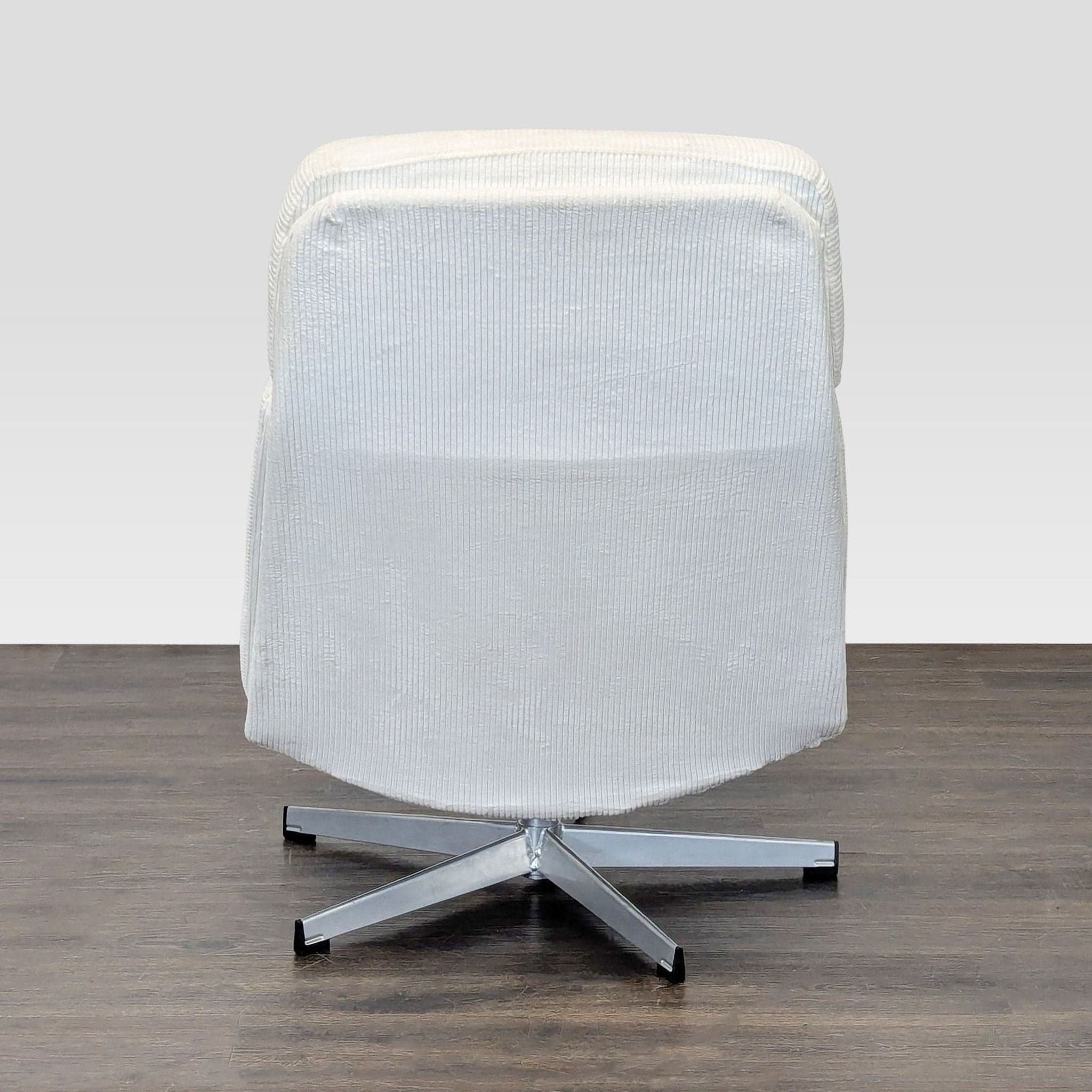 Ikea Modern White Lounge Chair with Swivel Metal Base - Thumbnail 9