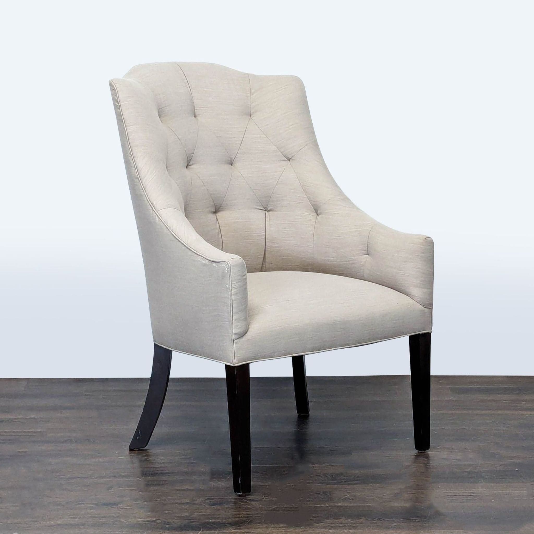 Cisco Bros Lounge Chair with Tufted Back and Dark Wood Legs - Thumbnail 2