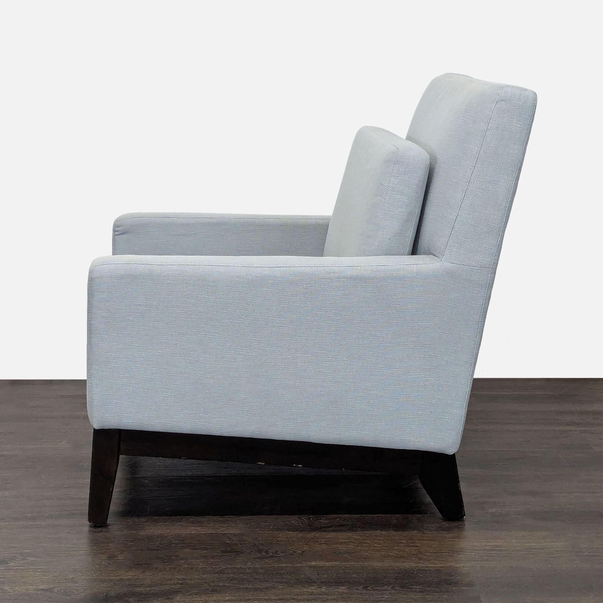 West Elm Modern Lounge Chair in Light Blue Fabric - Thumbnail 4