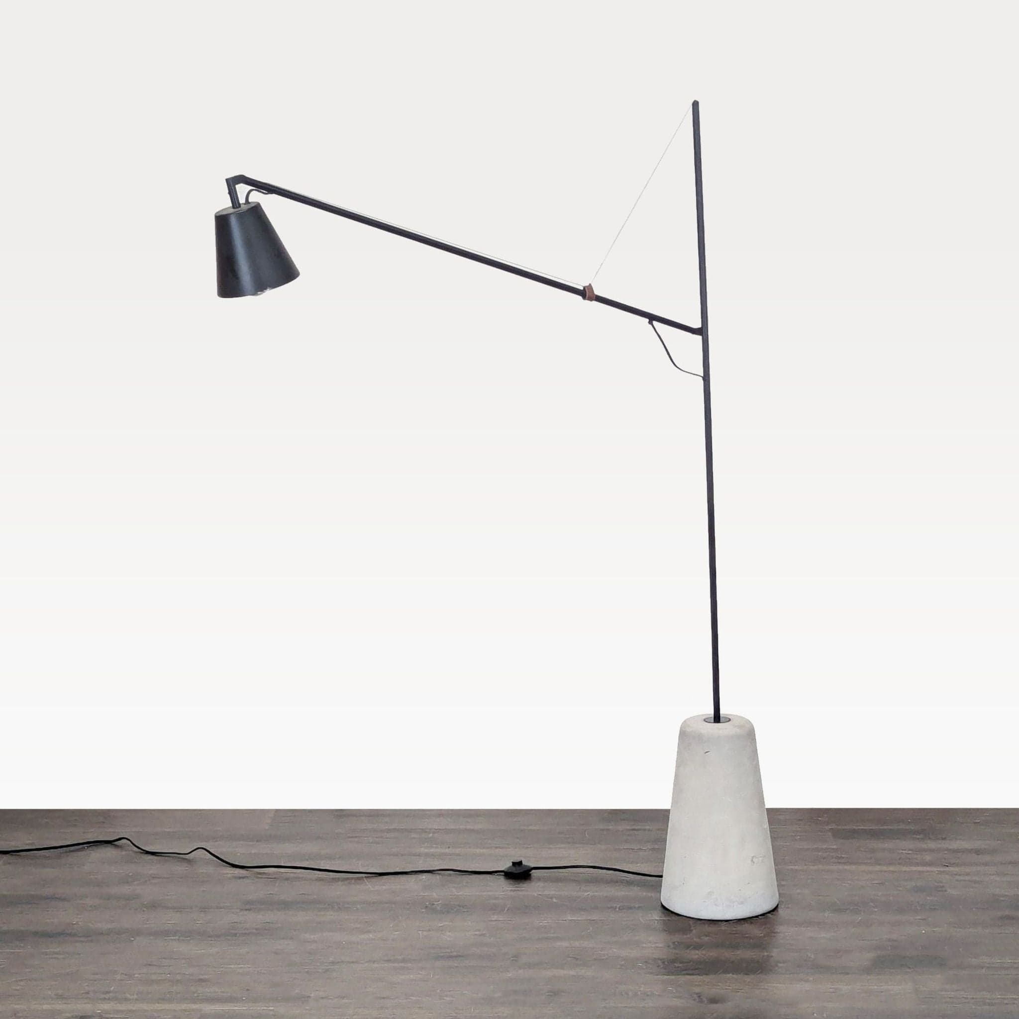 EQ3 Modern Black Floor Lamp with Concrete Base - Thumbnail 5