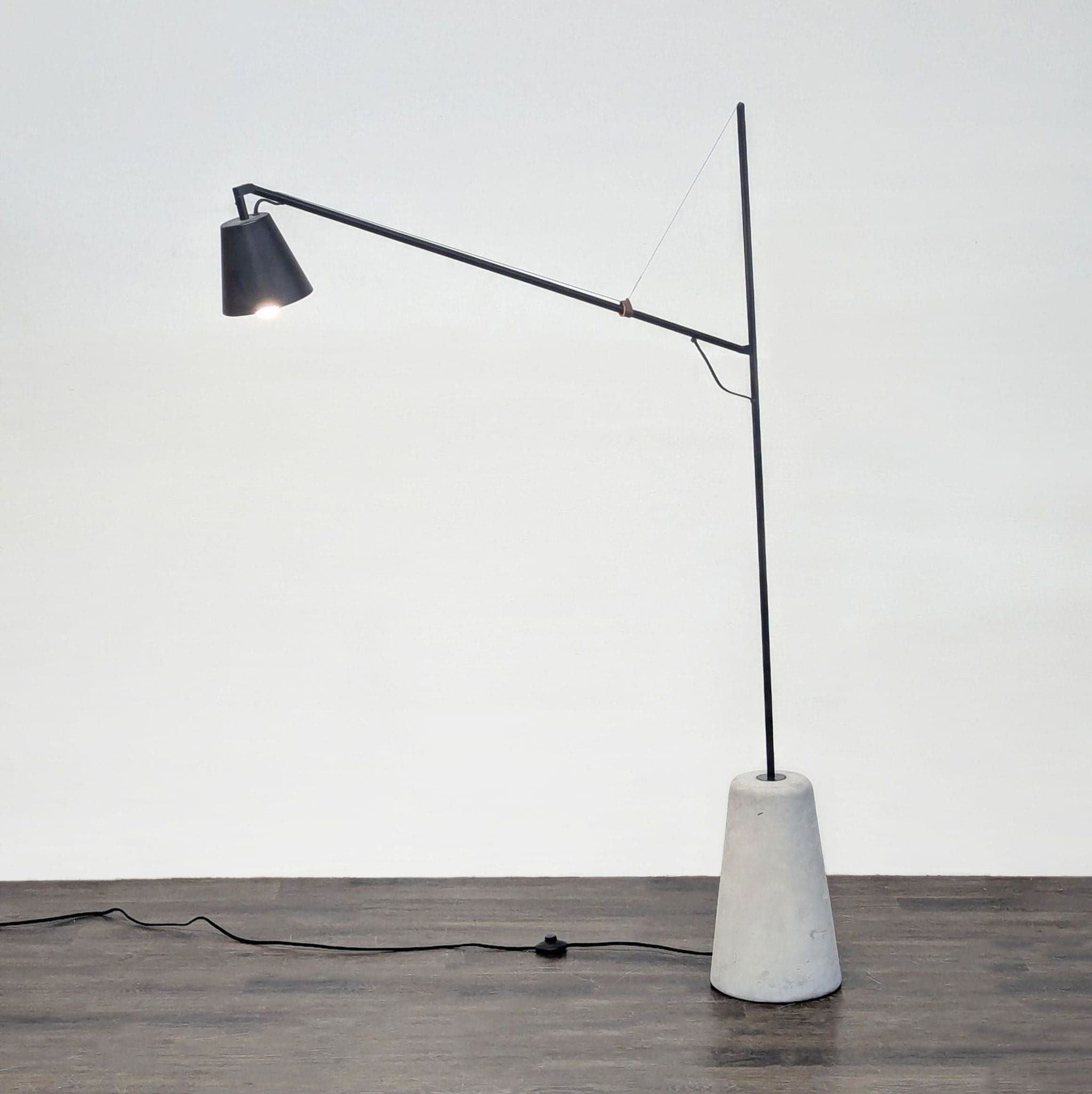 EQ3 Modern Black Floor Lamp with Concrete Base - Thumbnail 4