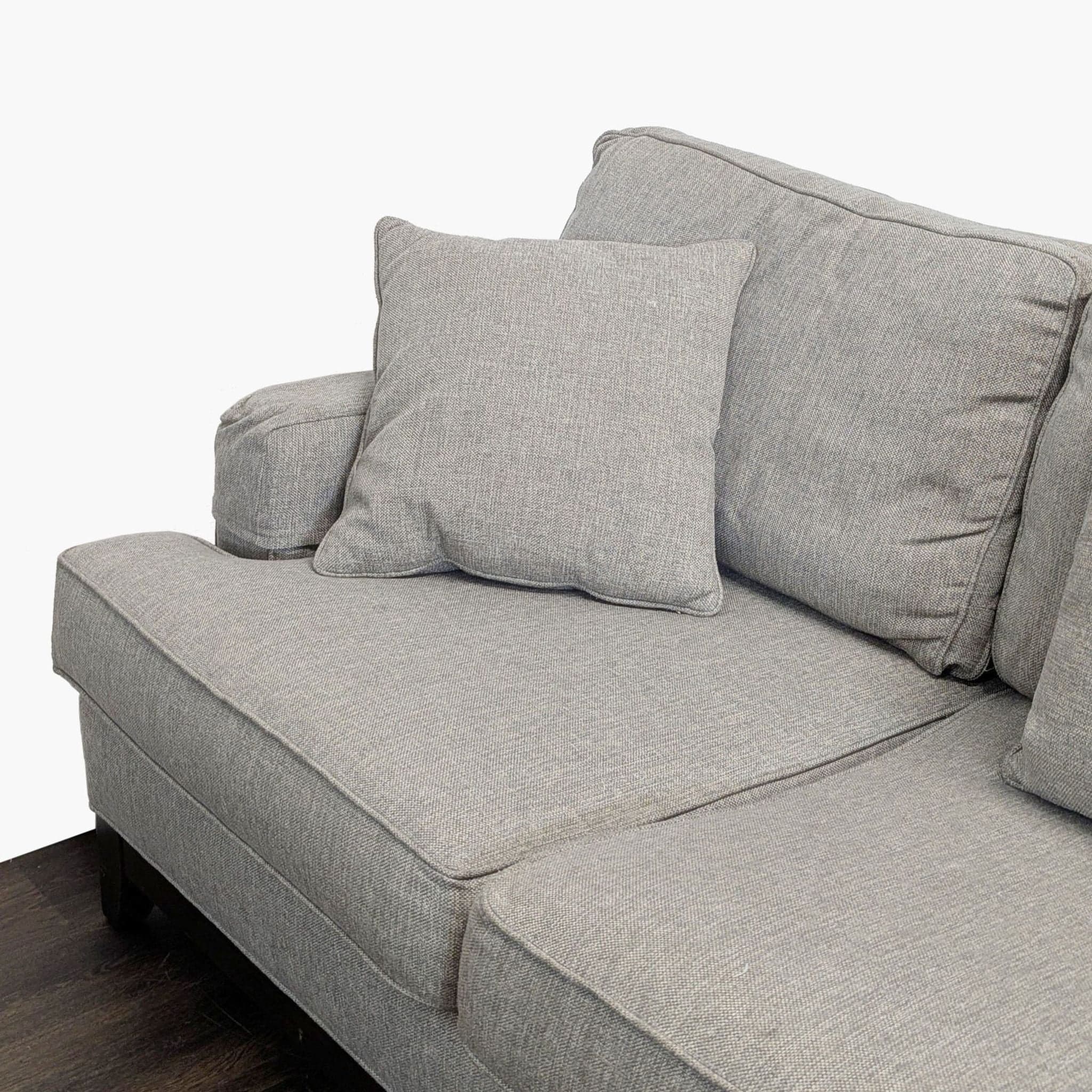 Ethan Allen Arcata 3-Seat Gray Sofa with Cushions - Thumbnail 5