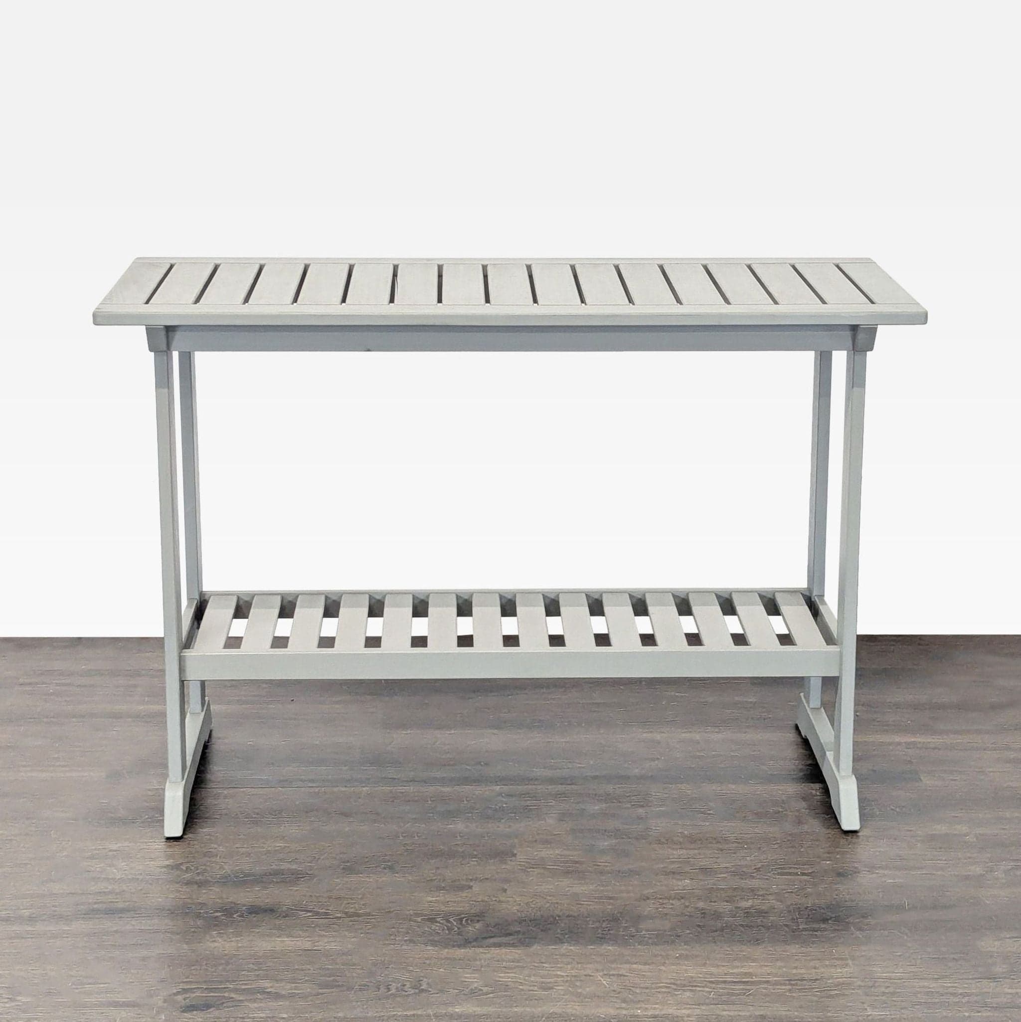 Ikea Bondholmen Gray Slatted Outdoor Console Table with Lower Shelf - Thumbnail 3