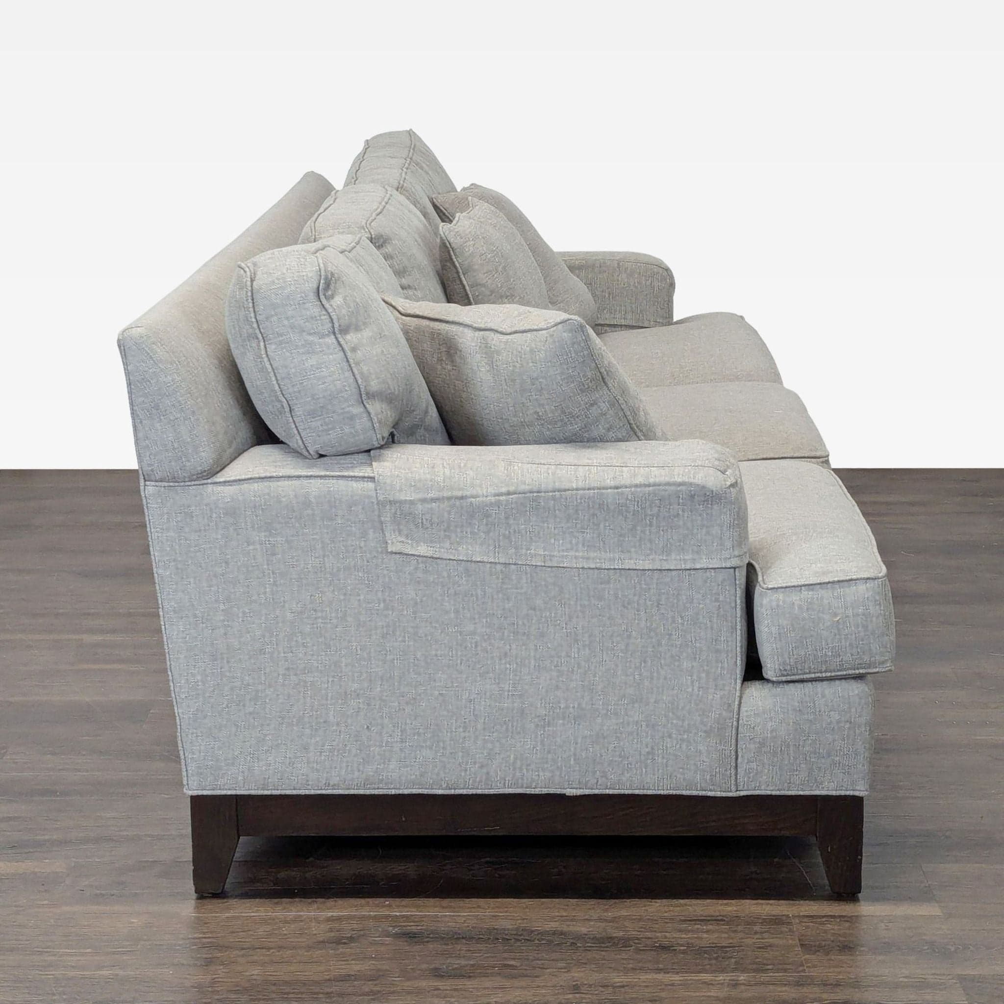 Ethan Allen Arcata 3-Seat Gray Sofa with Cushions - Thumbnail 4