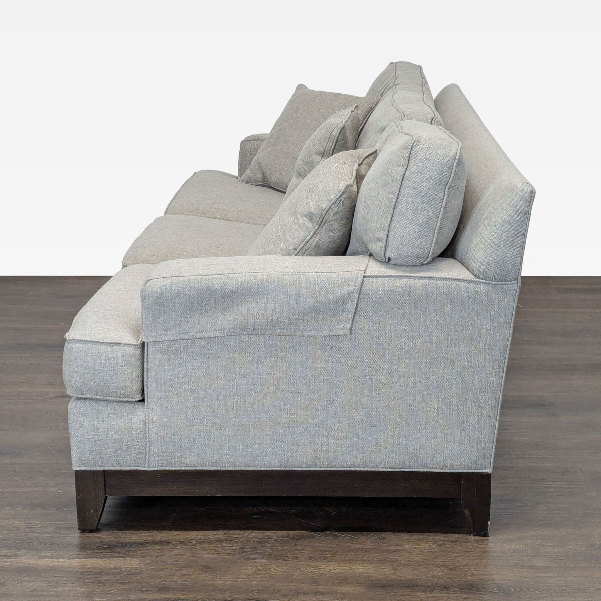 Ethan Allen Arcata 3-Seat Gray Sofa with Cushions - Thumbnail 9