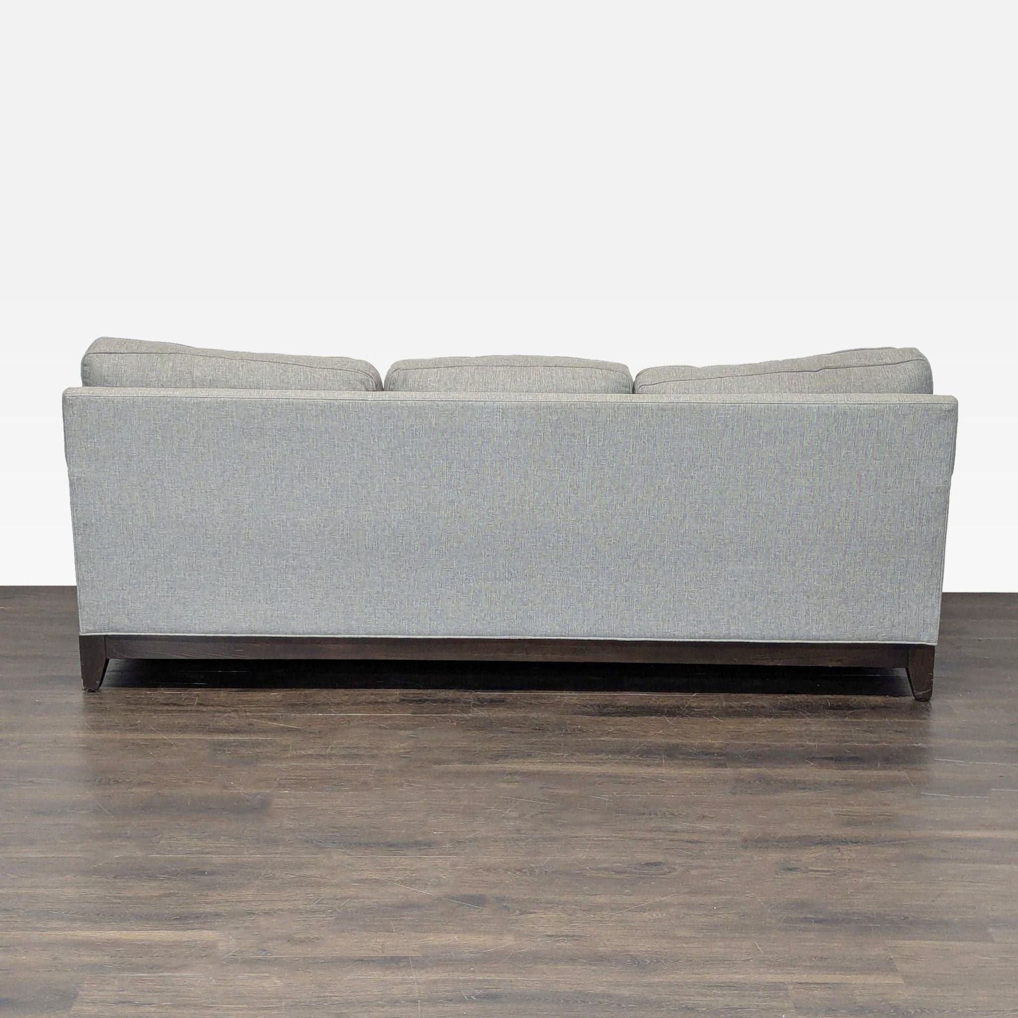 Ethan Allen Arcata 3-Seat Gray Sofa with Cushions - Thumbnail 3