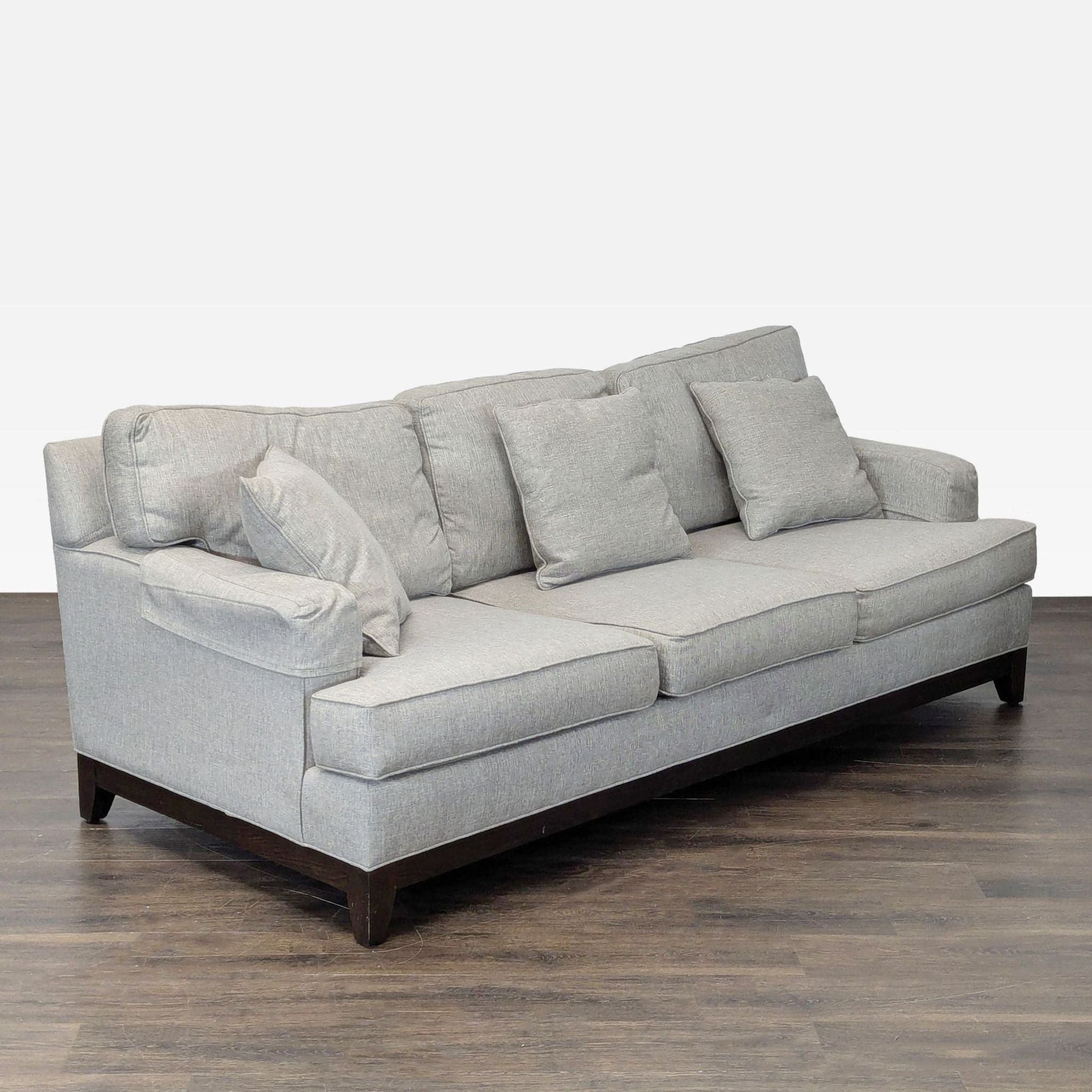 Ethan Allen Arcata 3-Seat Gray Sofa with Cushions - Thumbnail 2
