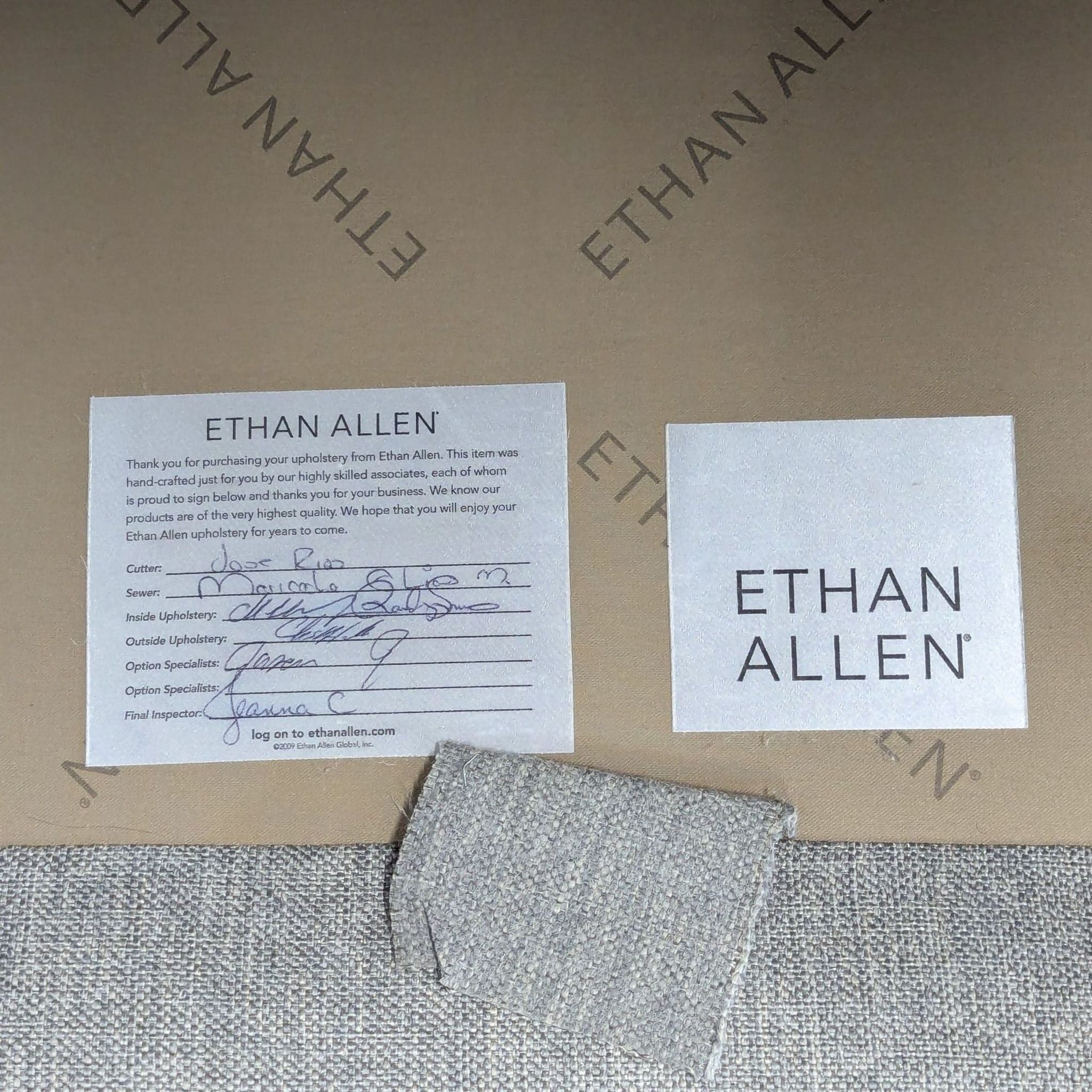 Ethan Allen Arcata 3-Seat Gray Sofa with Cushions - Thumbnail 8