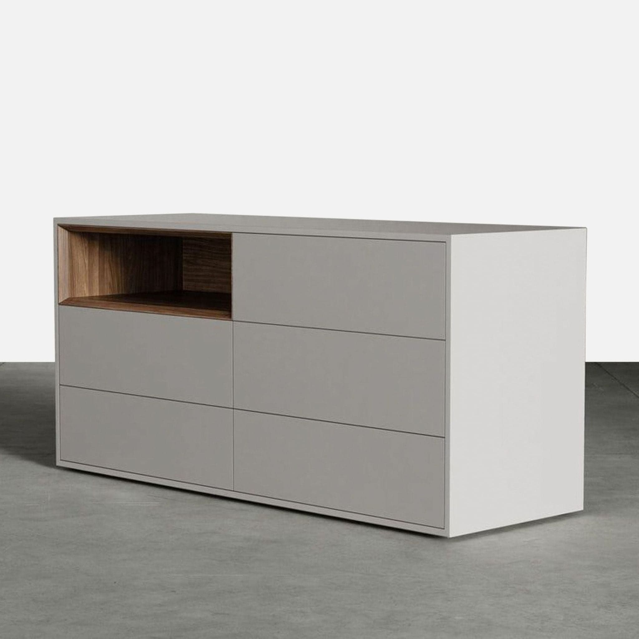 Modloft Madison Modern White 6-Drawer Dresser with Wood Accent Shelf - Thumbnail 3