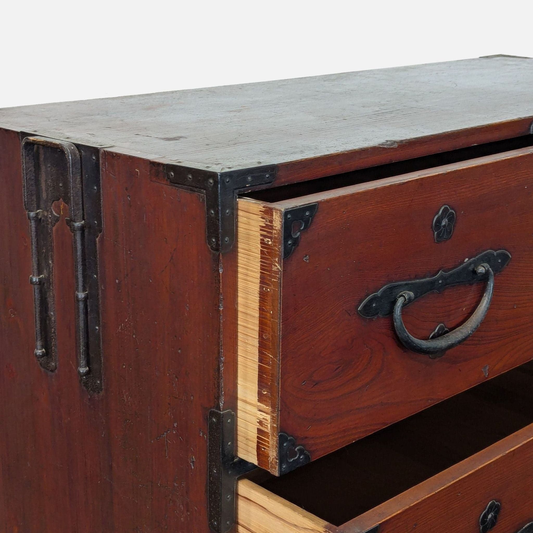 Japanese Nihonmatsu/Tansu Chest – Wooden Dresser with Iron Hardware - Thumbnail 13