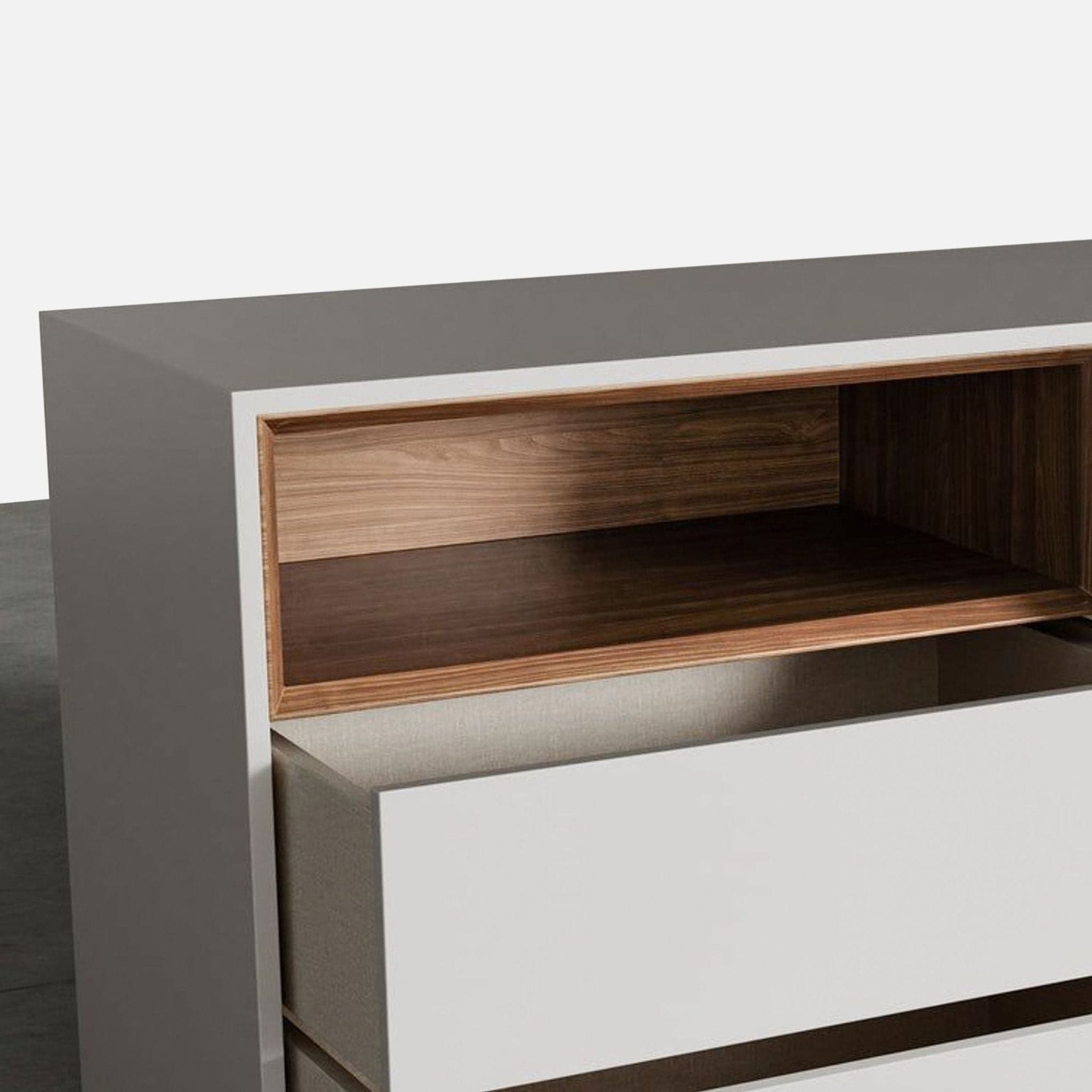 Modloft Madison Modern White 6-Drawer Dresser with Wood Accent Shelf - Thumbnail 4