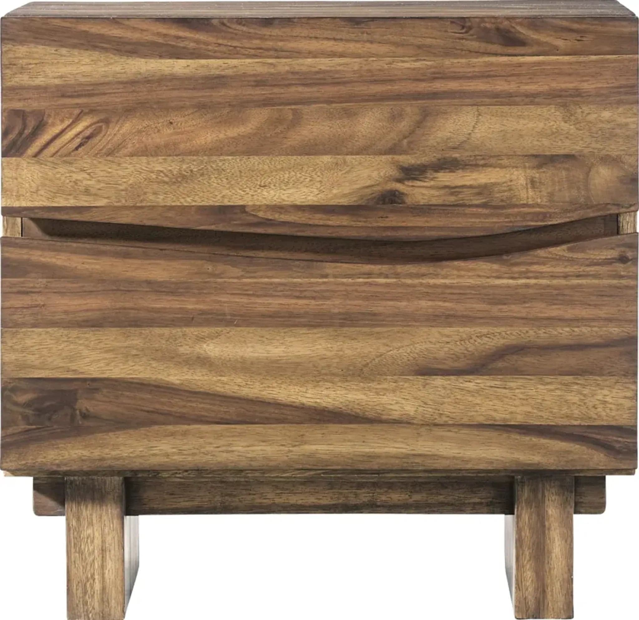 Modus Ocean Two Drawer Solid Wood Nightstand in Natural Sengon 4 FFE-1489 - Thumbnail 2