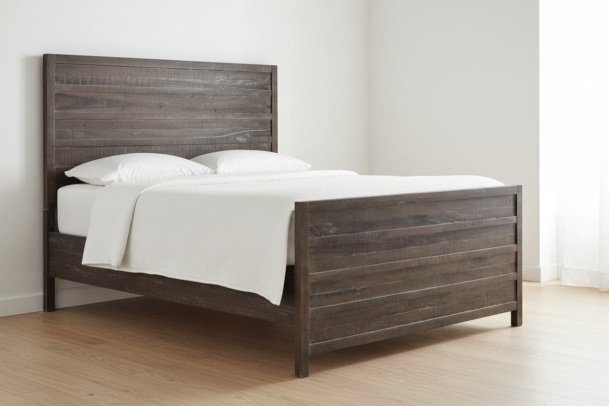 Modus Townsend King-size Solid Wood Panel Bed in Java & Rails/Slats FFE-1492