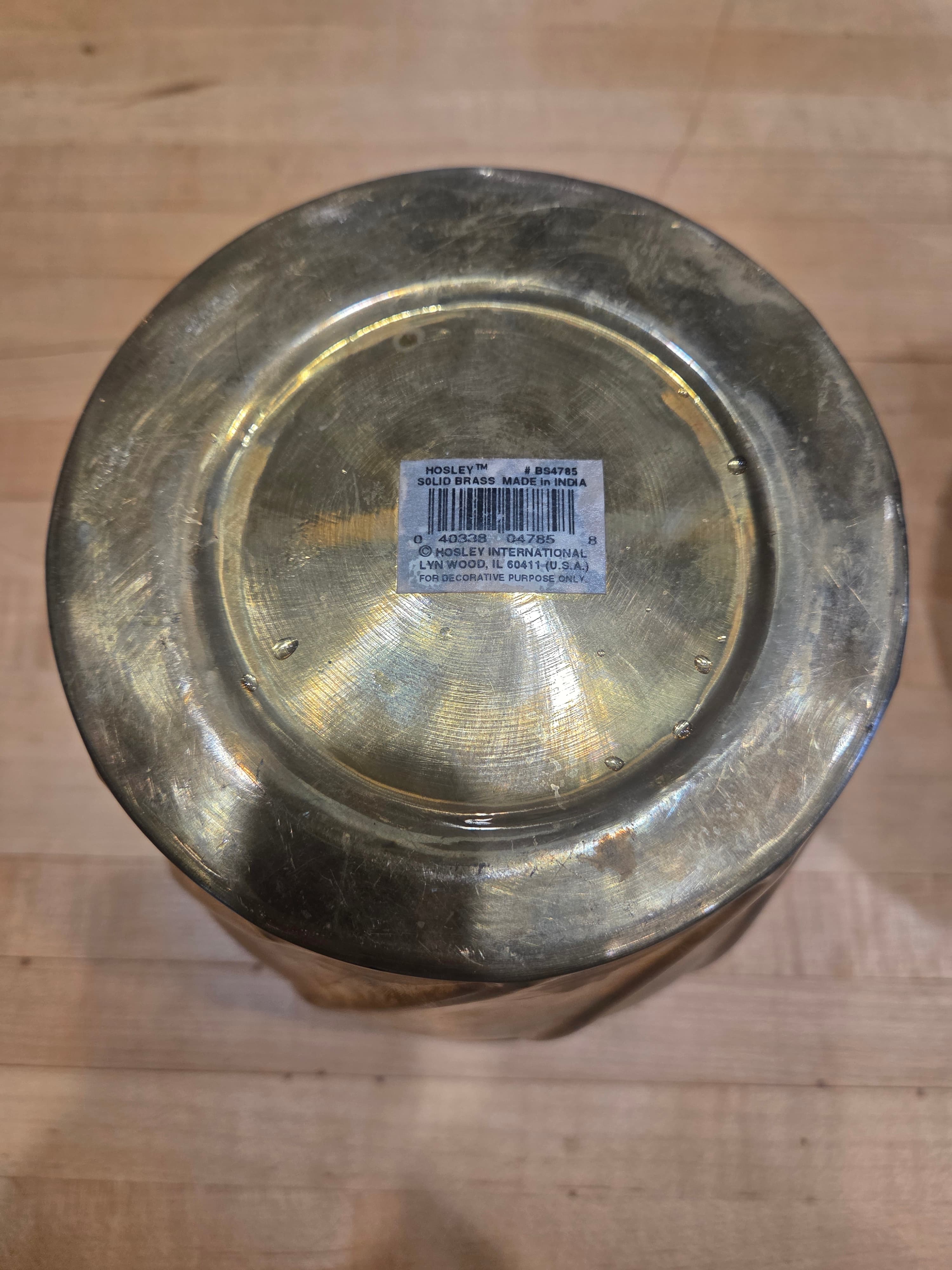 Vintage Hosley Solid Brass Swirl Planters Made in India Pair - Thumbnail 4