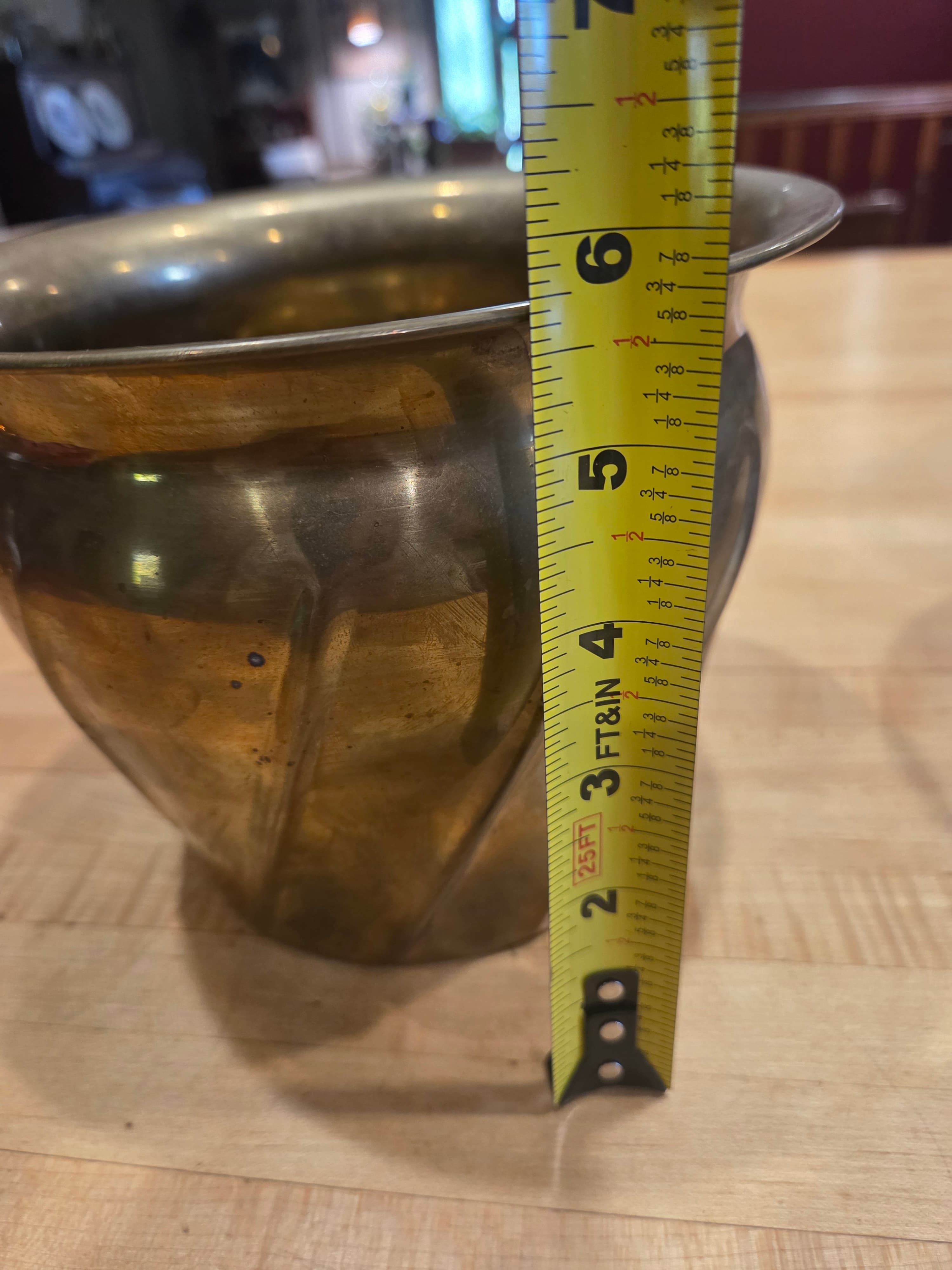 Vintage Hosley Solid Brass Swirl Planters Made in India Pair - Thumbnail 7