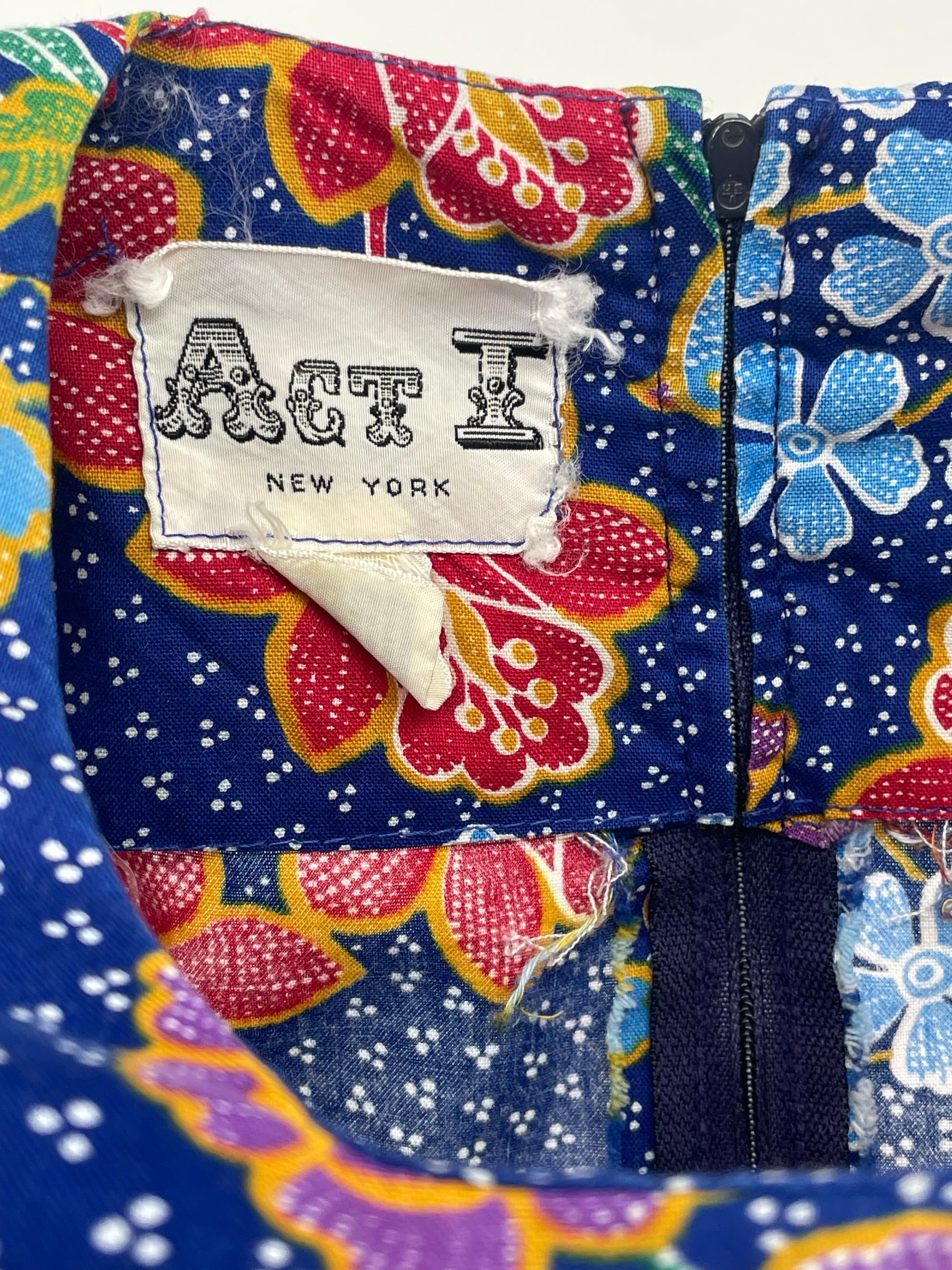 Vintage ACT I New York Hippie Angel Sleeve Maxi Dress Batik Floral Boho 70s - Thumbnail 11