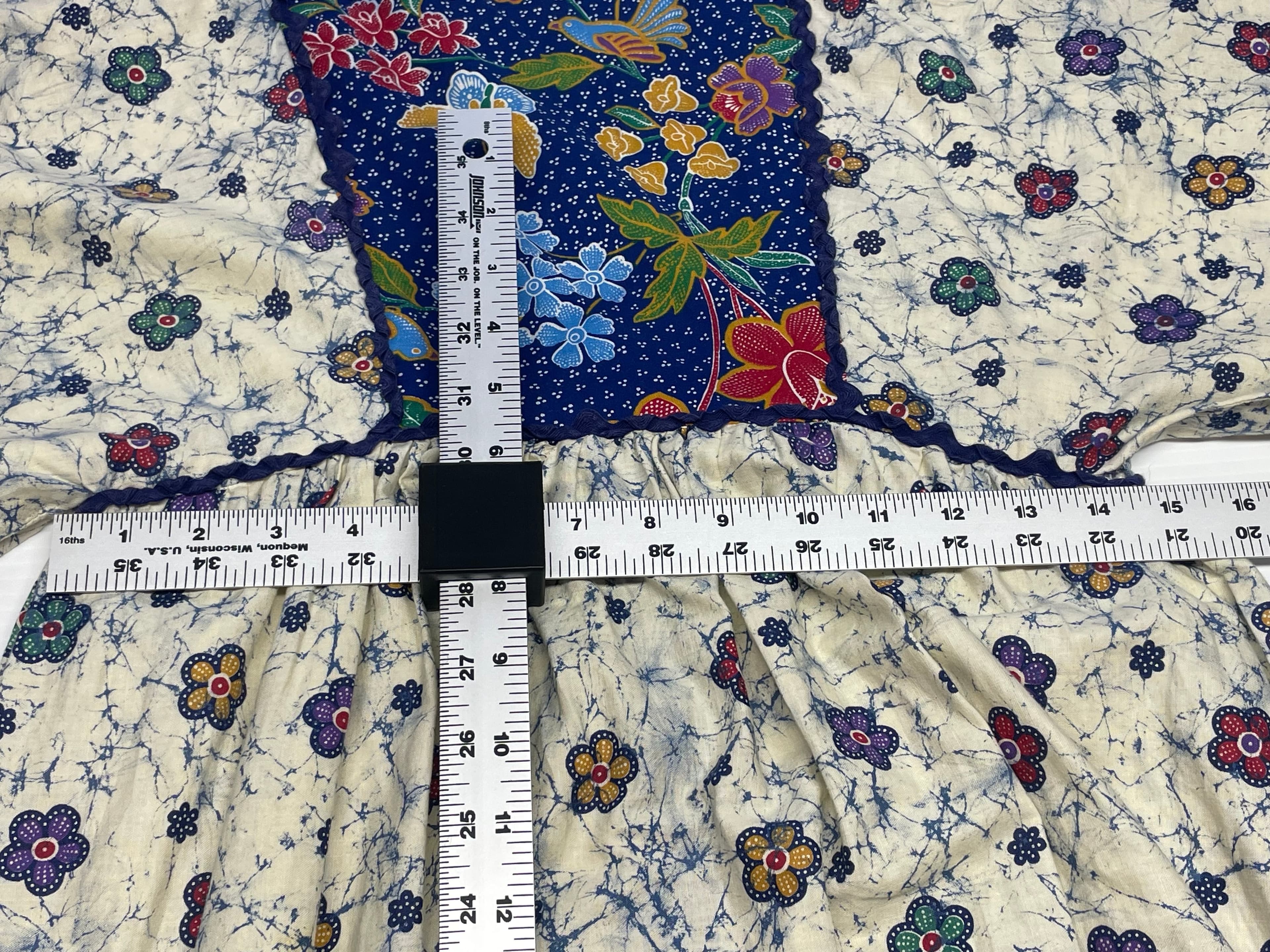 Vintage ACT I New York Hippie Angel Sleeve Maxi Dress Batik Floral Boho 70s - Thumbnail 15