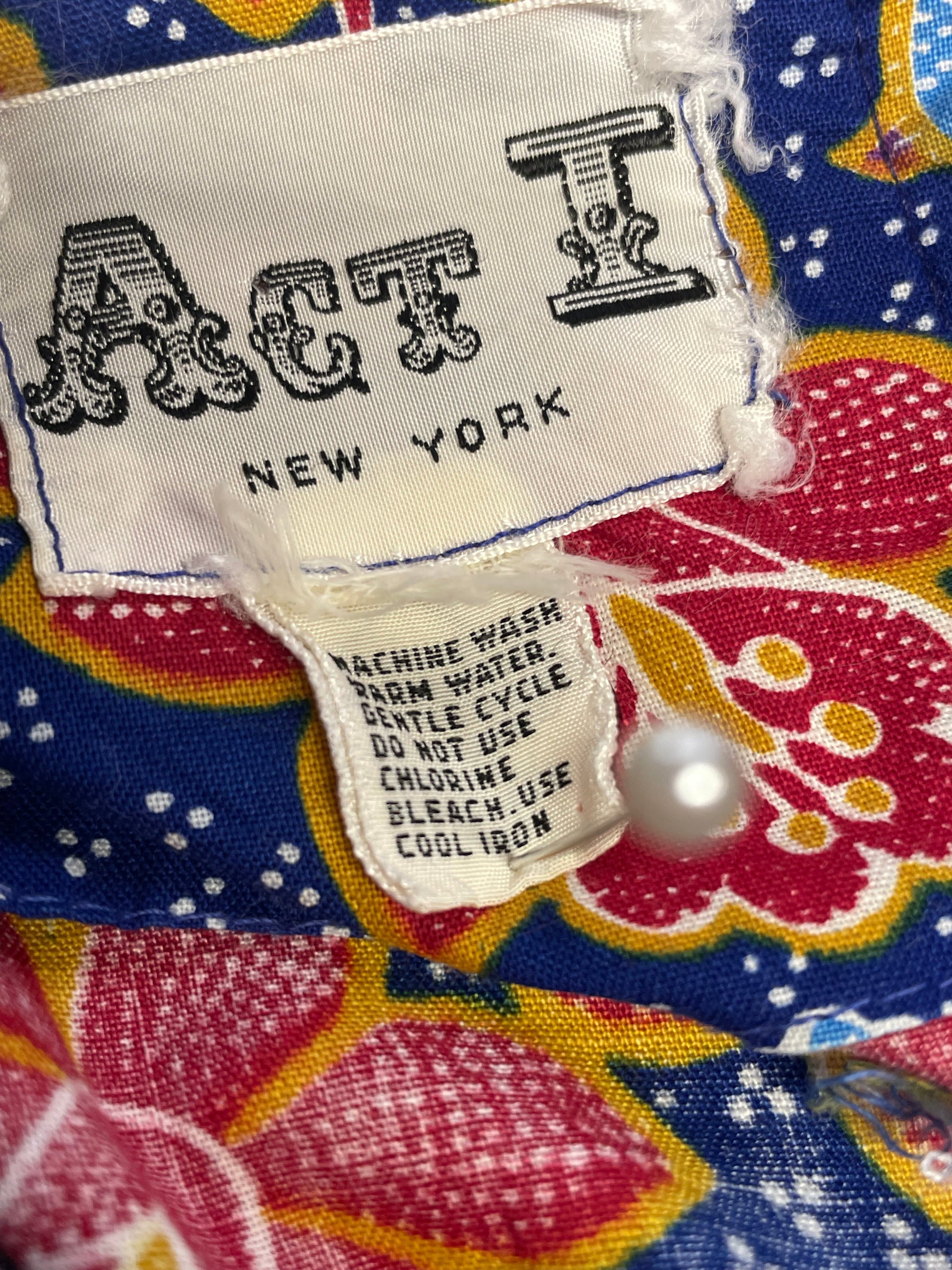 Vintage ACT I New York Hippie Angel Sleeve Maxi Dress Batik Floral Boho 70s - Thumbnail 12