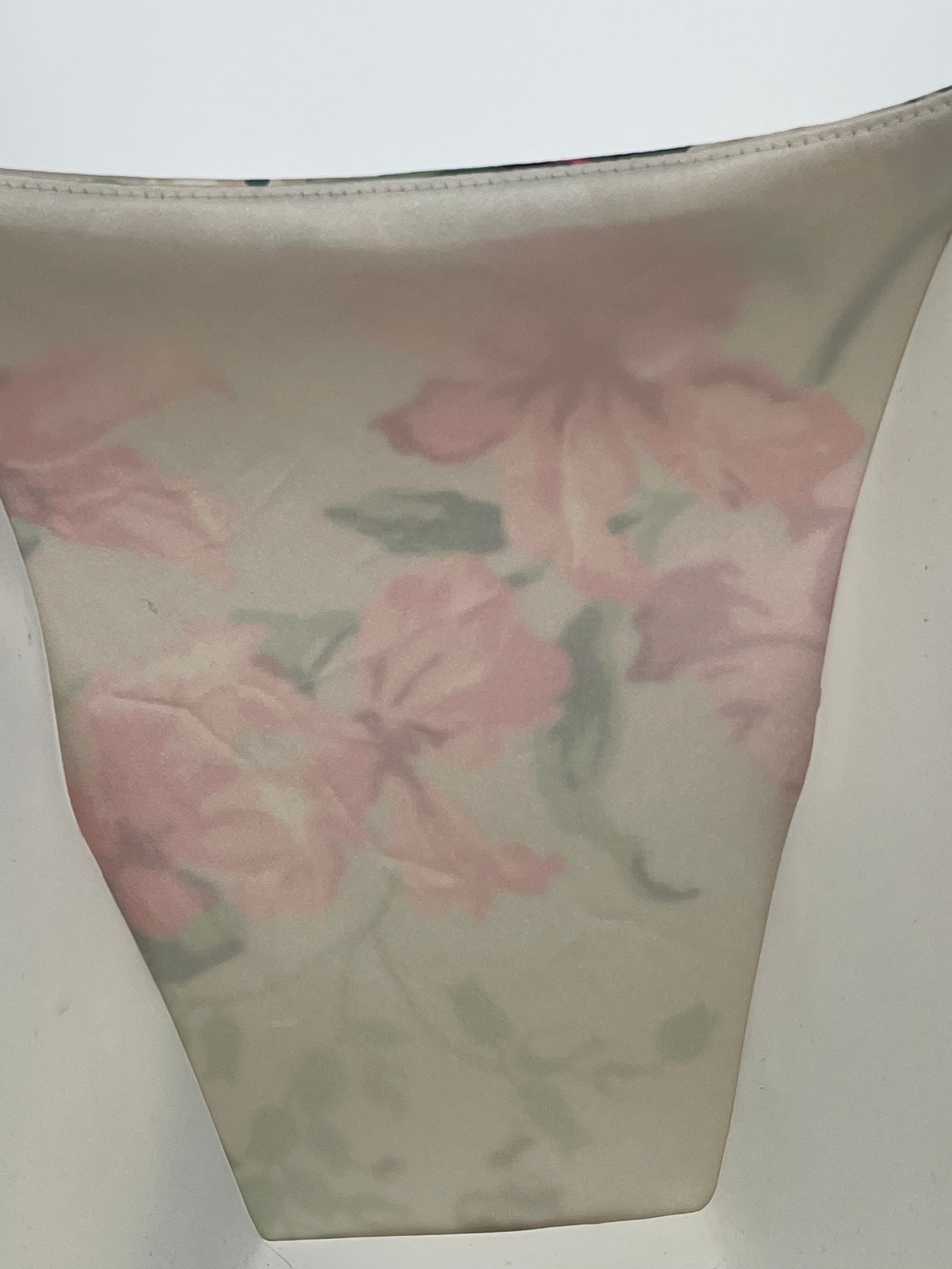Vintage 90s Floral Satin Sheath Dress Pink Garden Party Cocktail Dress Summer M - Thumbnail 7