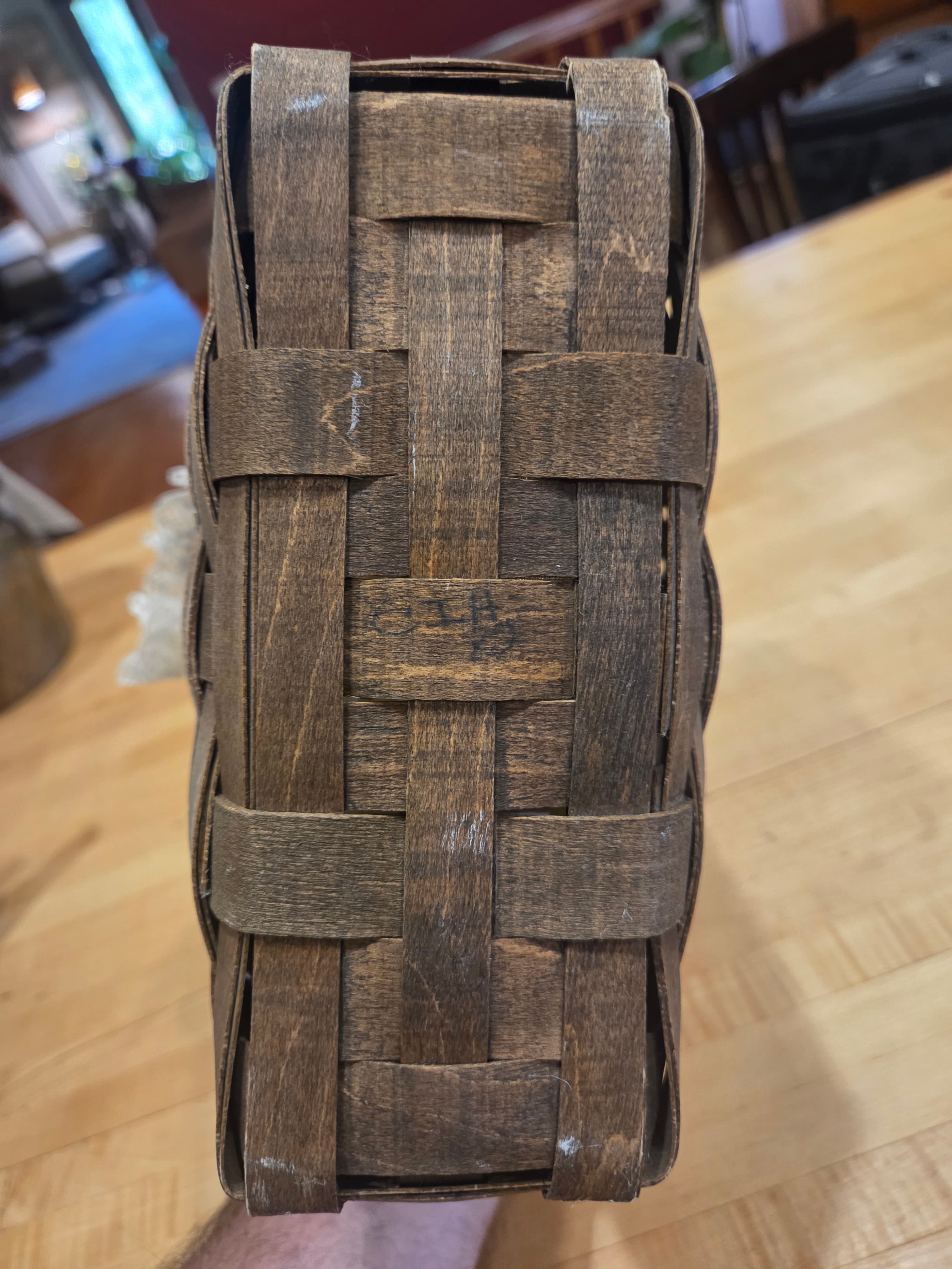 Vintage Pre Stamp Longaberger Hanging Mail Basket Weaver Initials - Thumbnail 6