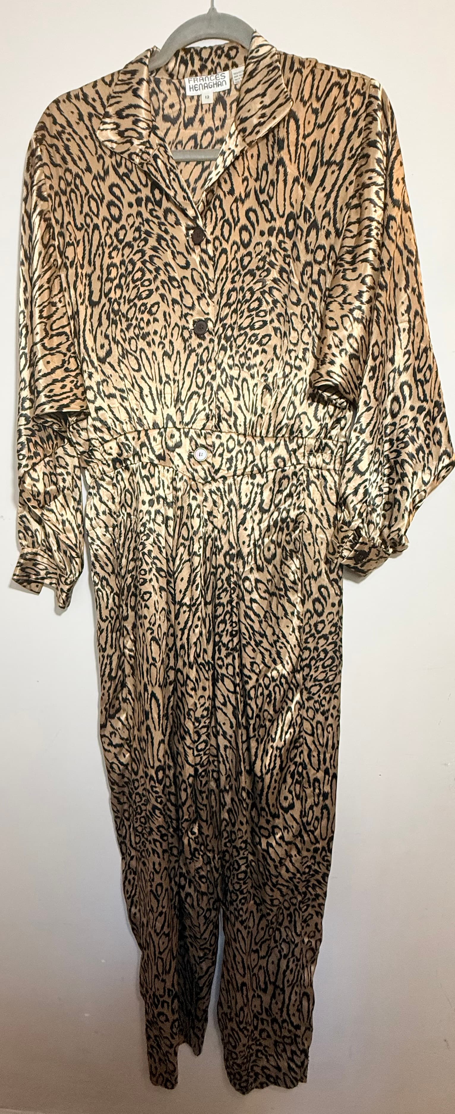 #165 Frances Henaghan Leopard Print Jumpsuit Size 12 - Thumbnail 2