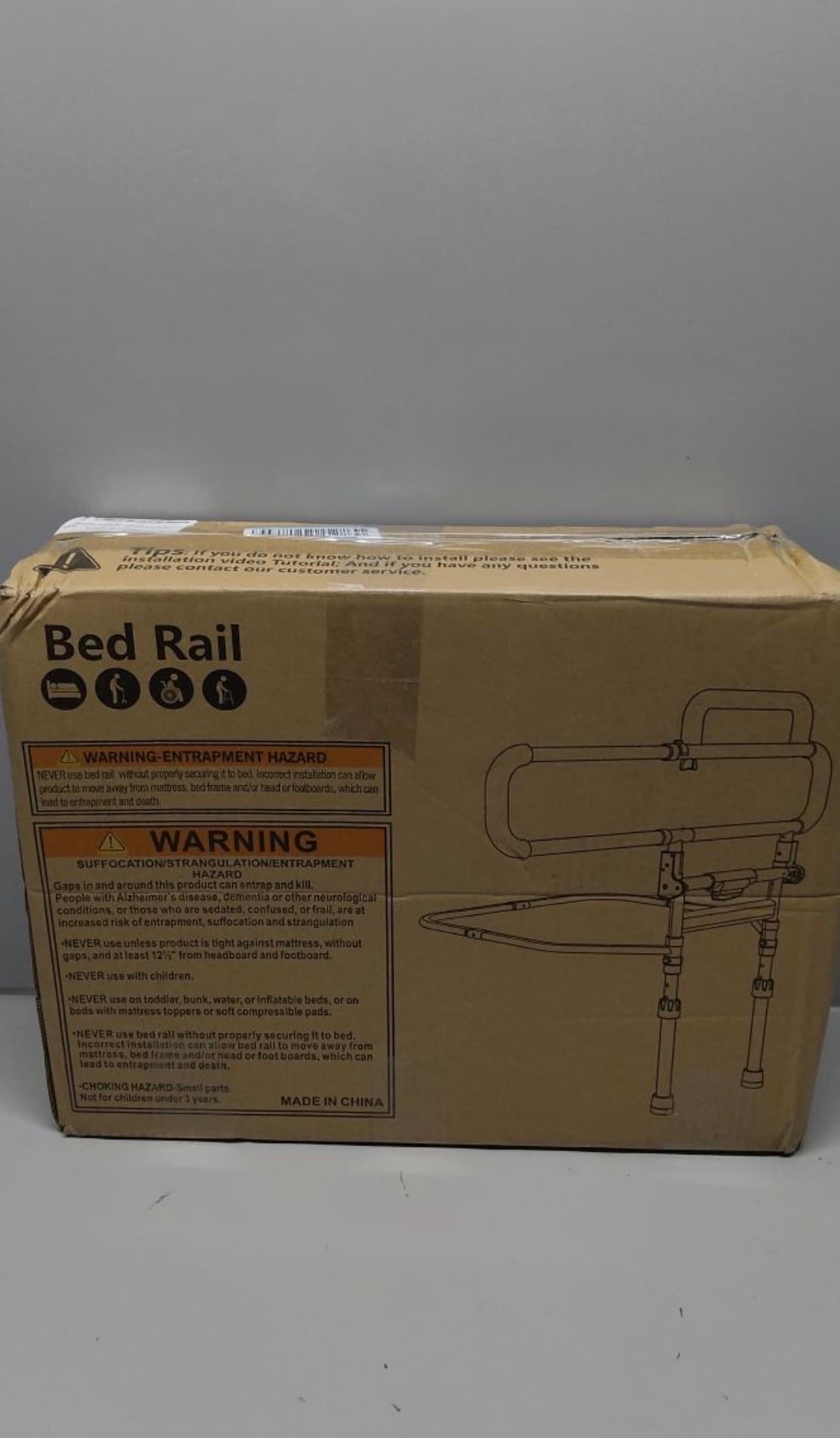 Heavy Duty Bed Rails for Elderly Adults Safety-Foldable Bed Rail for Senior with Adjustable Heights Fits All Bed SizesBed Handle Bedside Assist with Pocket -504M (White and Gray) - Thumbnail 2