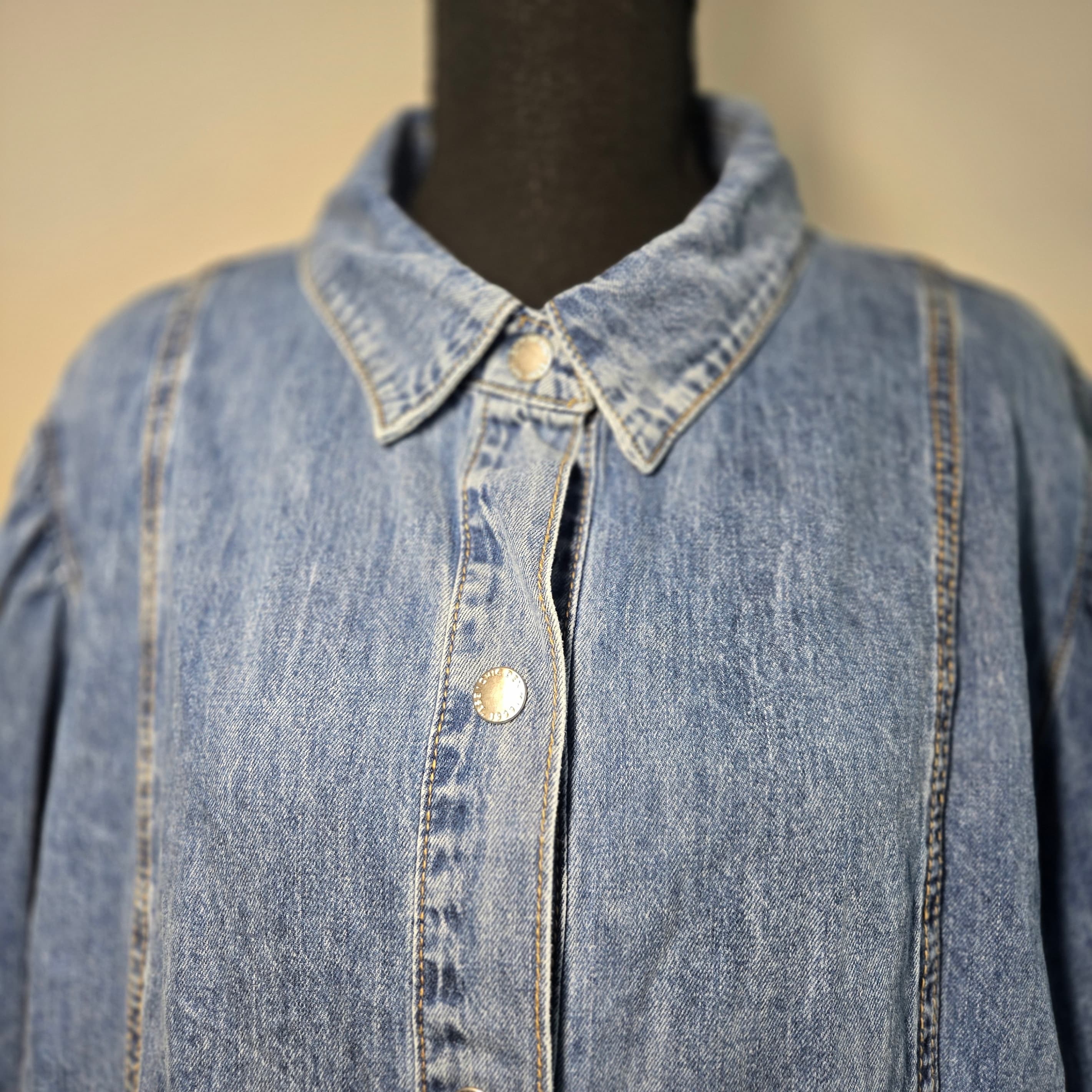 City Chic Denim Button-Up Dress Size L NWT - Thumbnail 8