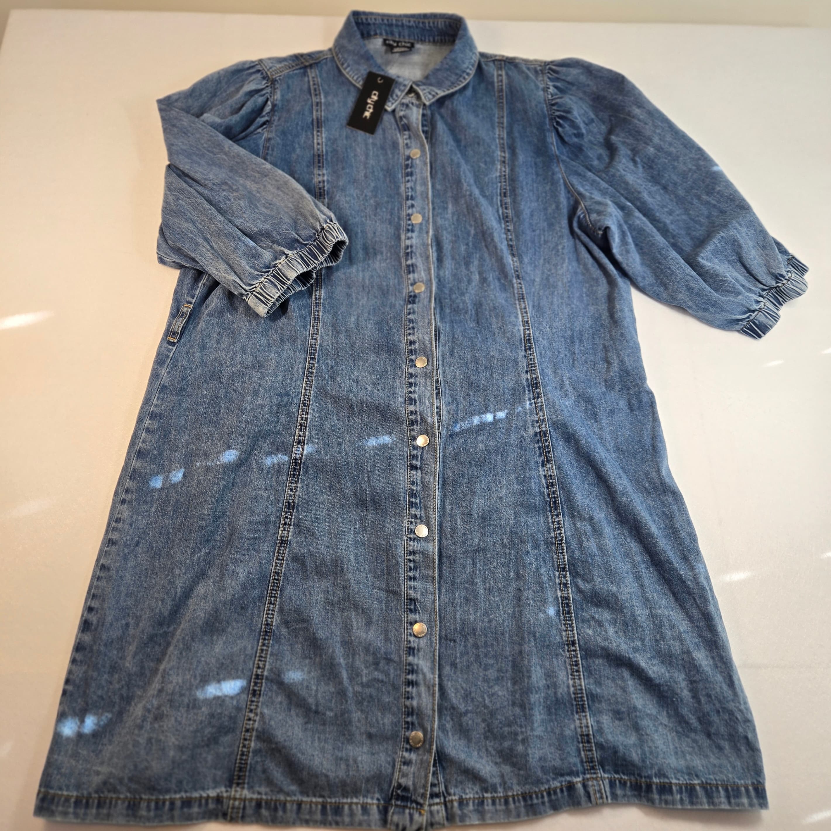 City Chic Denim Button-Up Dress Size L NWT - Thumbnail 2