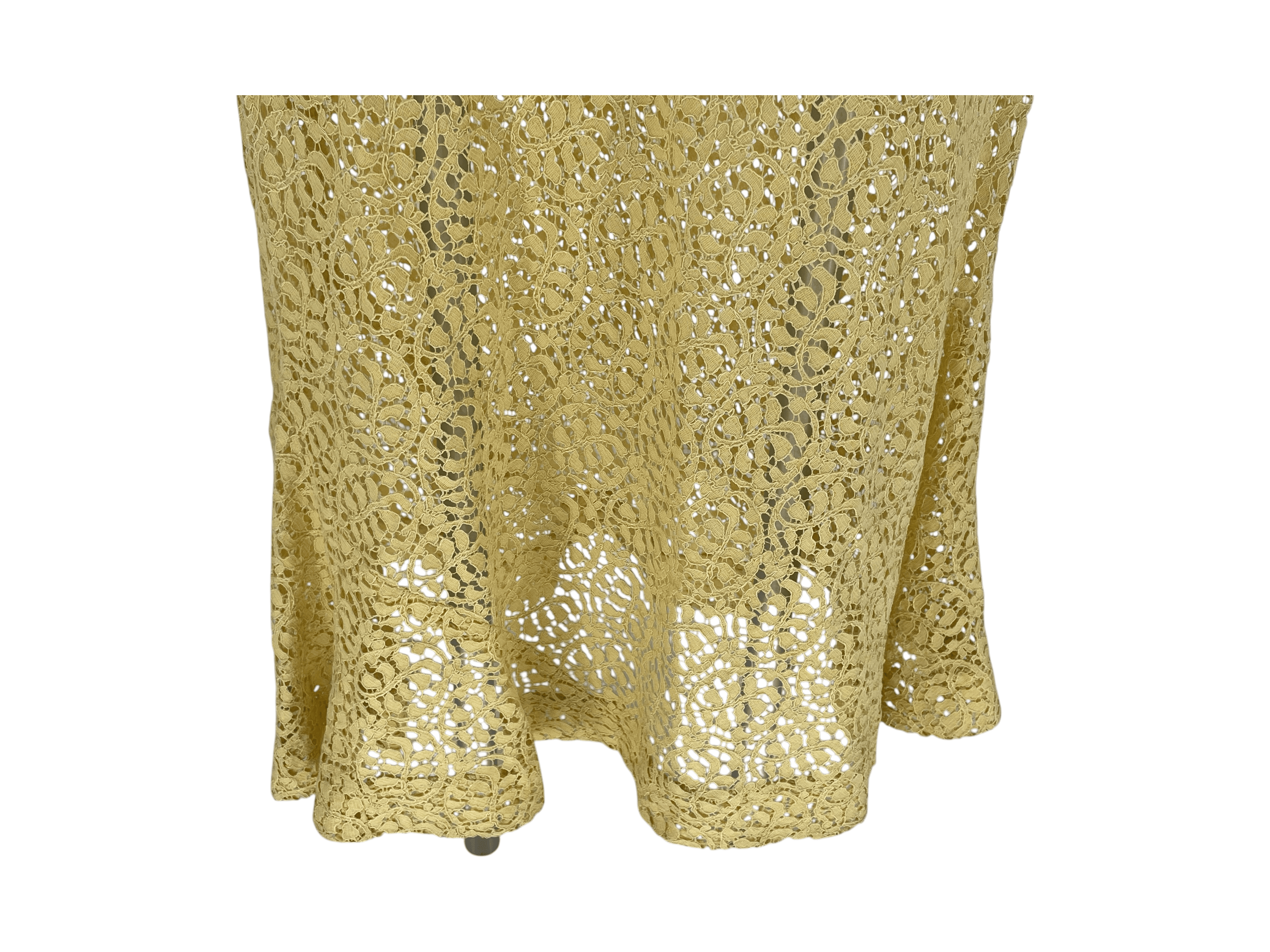 Vintage 1930s Lace Dress 3 Piece Set Yellow Lace Evening Ensemble Jacket Belt XS - Thumbnail 15