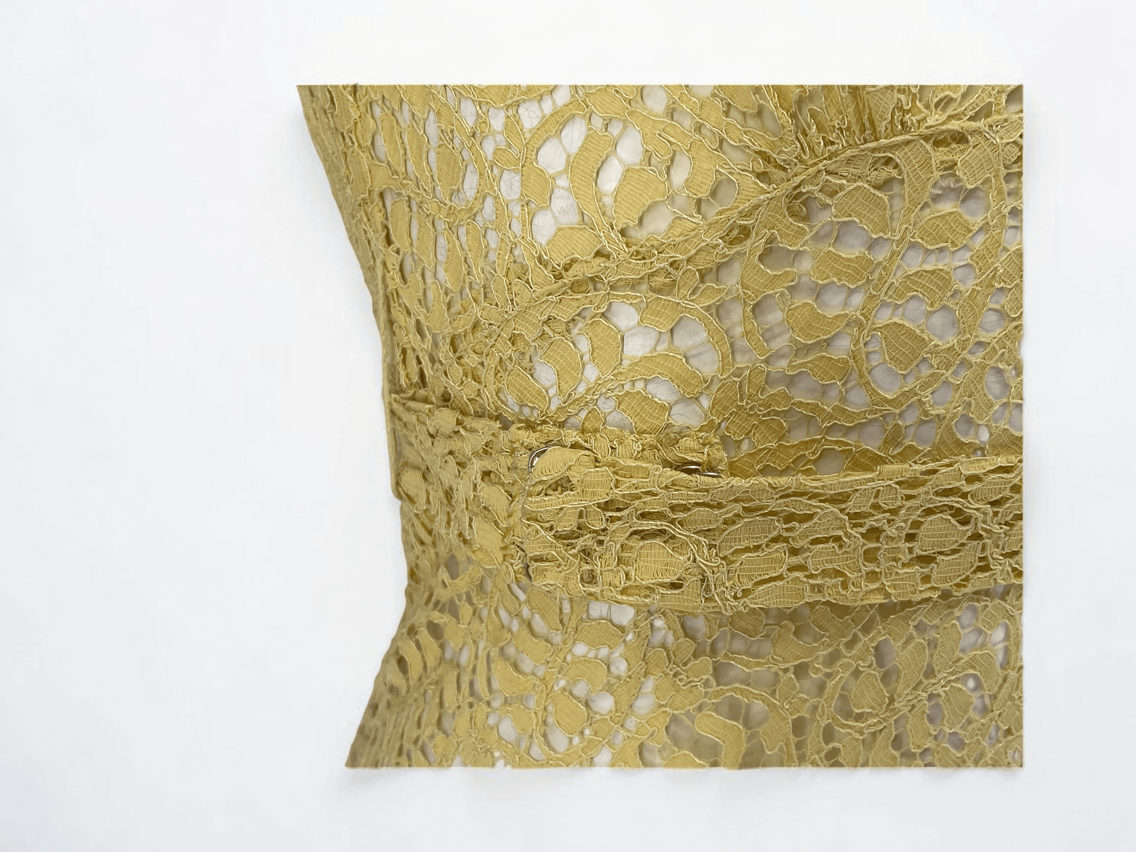 Vintage 1930s Lace Dress 3 Piece Set Yellow Lace Evening Ensemble Jacket Belt XS - Thumbnail 14