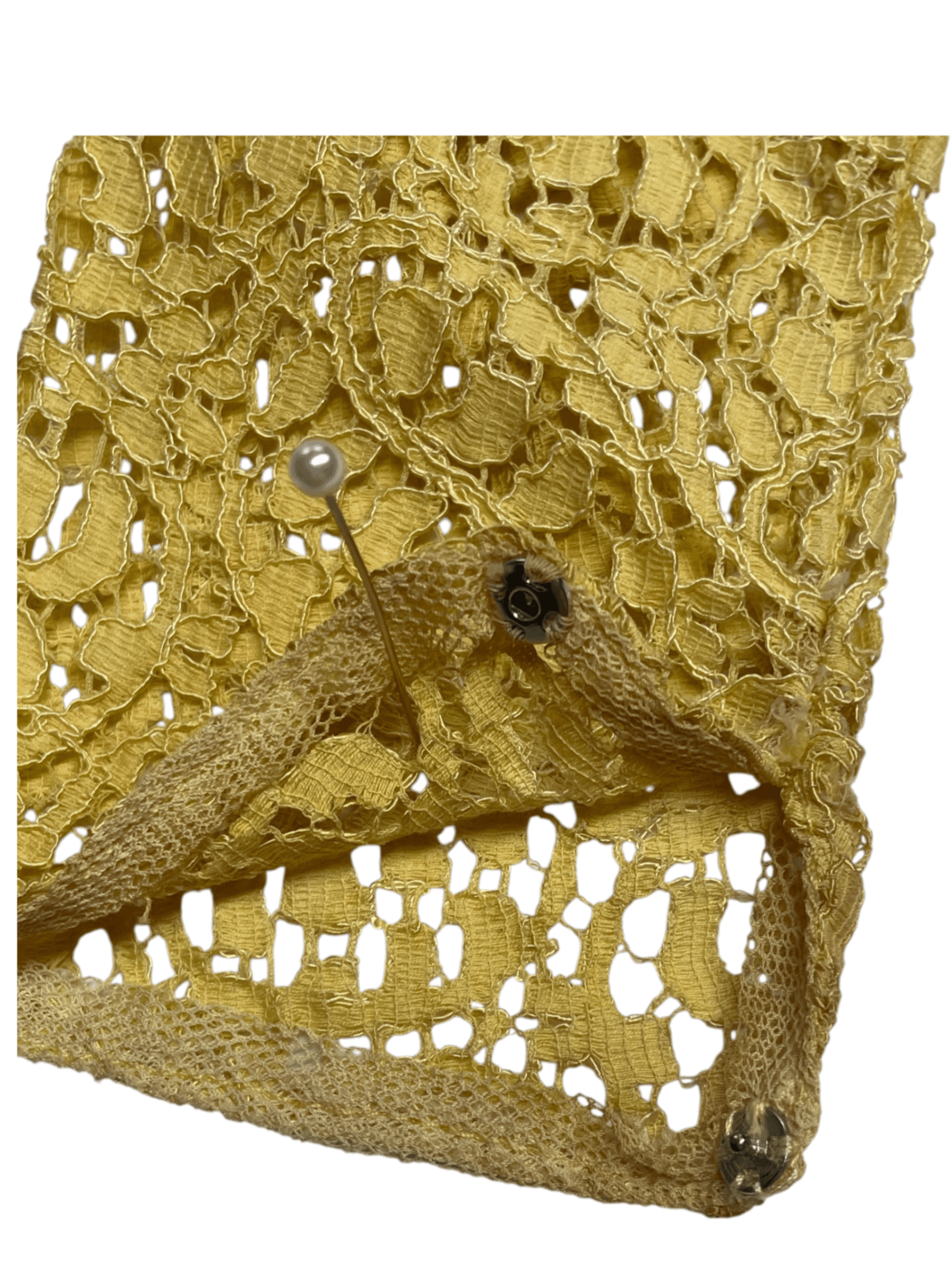 Vintage 1930s Lace Dress 3 Piece Set Yellow Lace Evening Ensemble Jacket Belt XS - Thumbnail 20