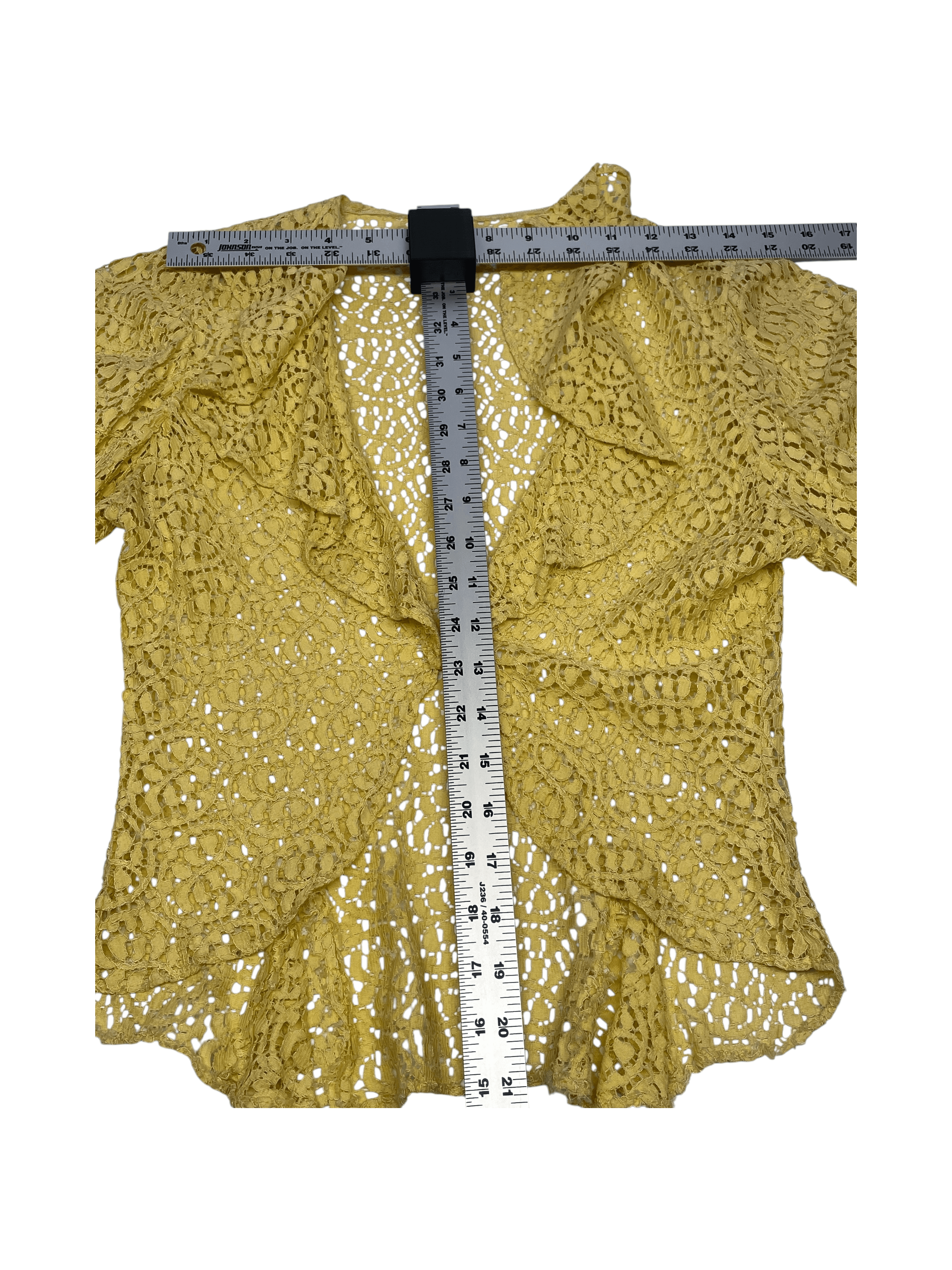 Vintage 1930s Lace Dress 3 Piece Set Yellow Lace Evening Ensemble Jacket Belt XS - Thumbnail 29